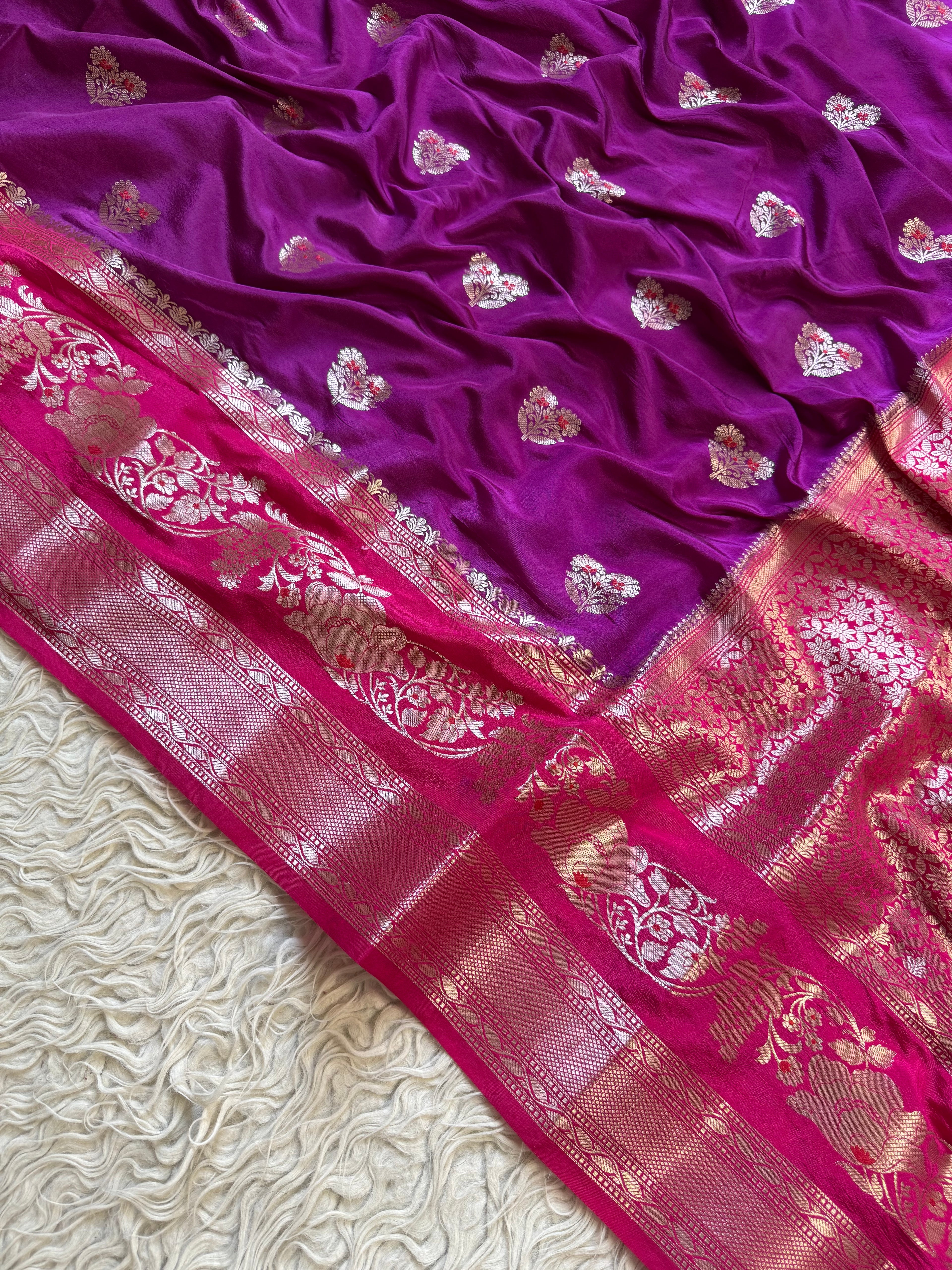 Butter Silk Banarasi Saree with minakari buti and border