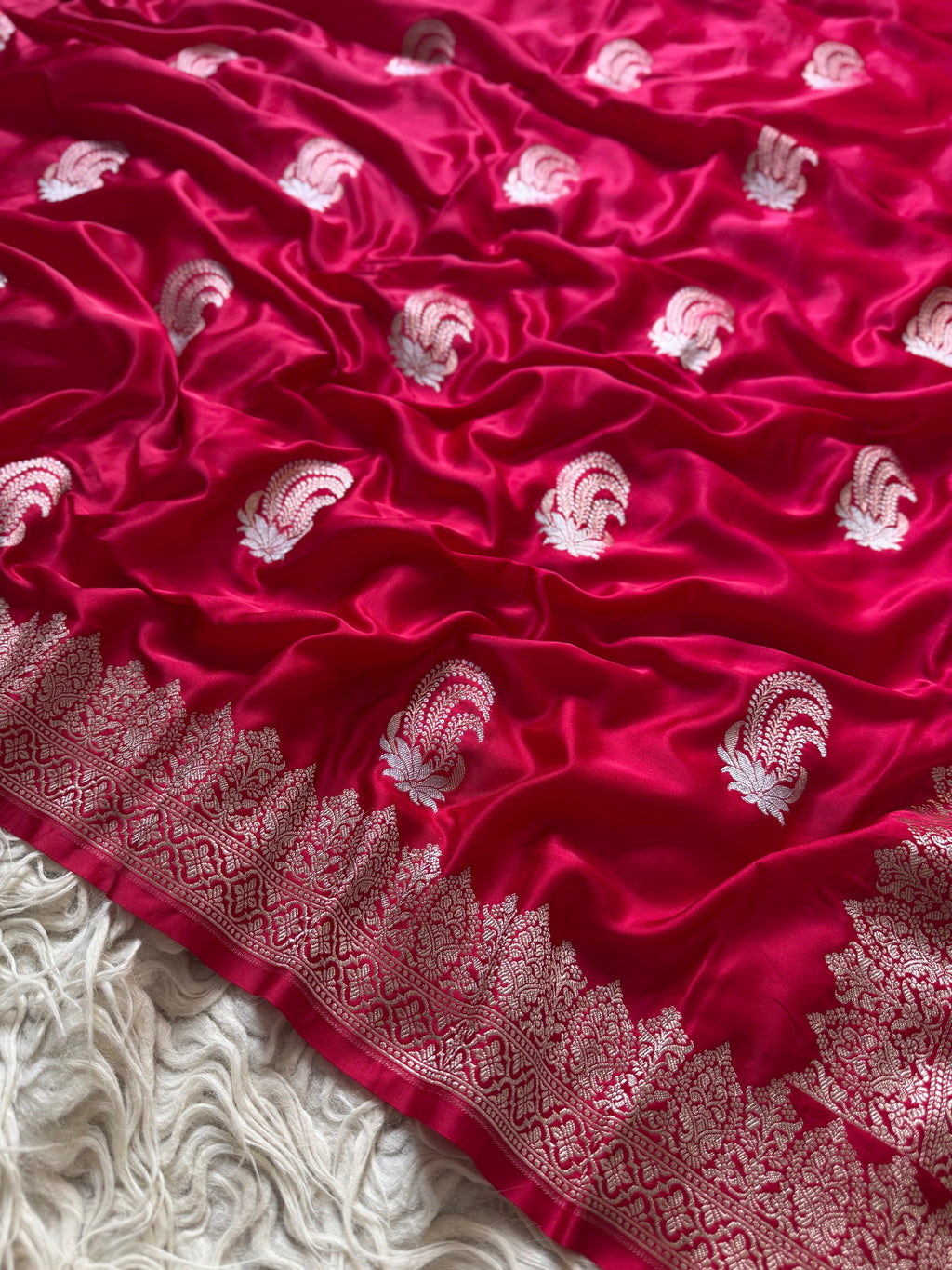 Banarasi Mashru Silk Saree All Over Alfi Meena Buta