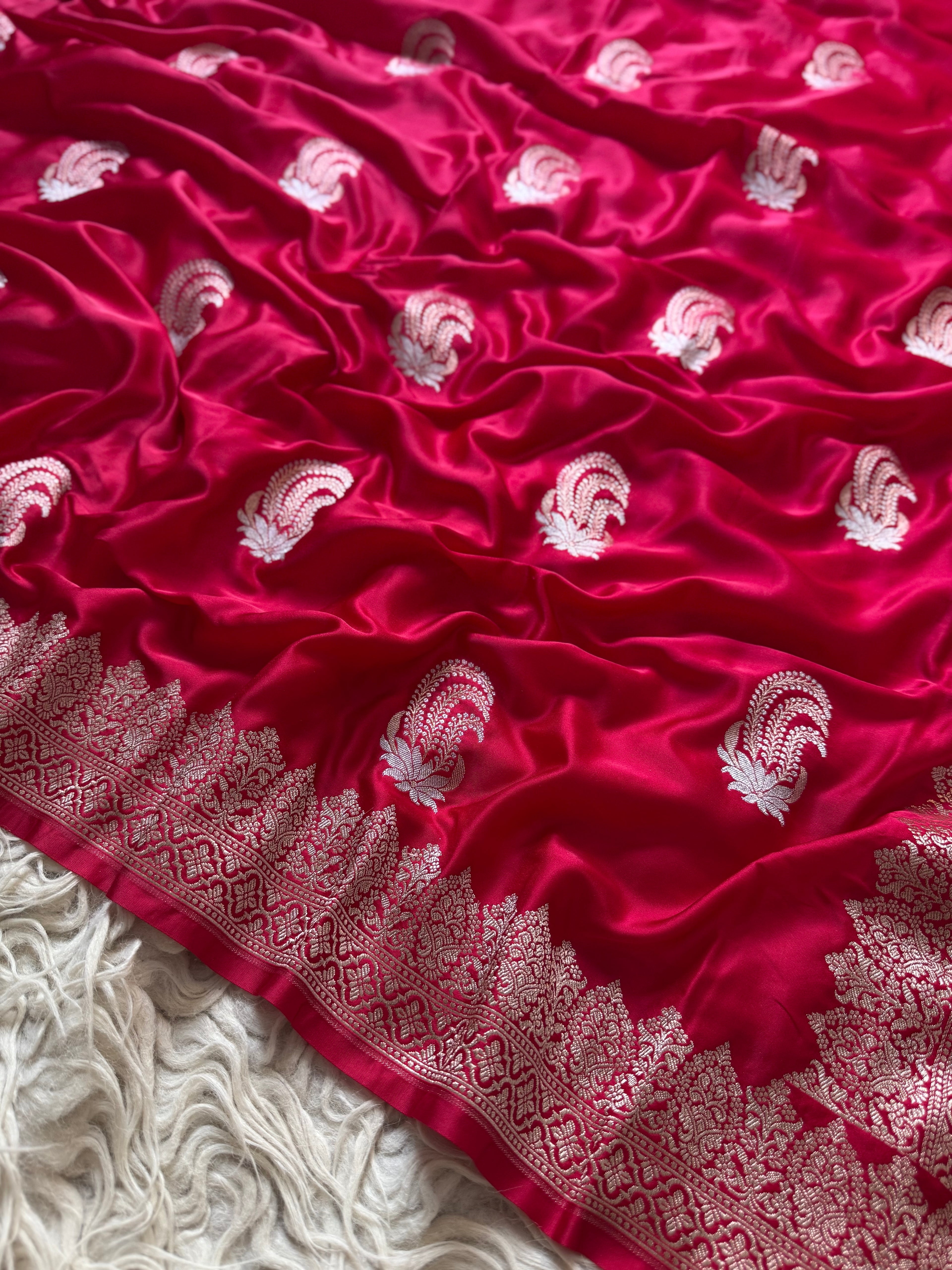 Banarasi Mashru Silk Saree All Over Alfi Meena Buta