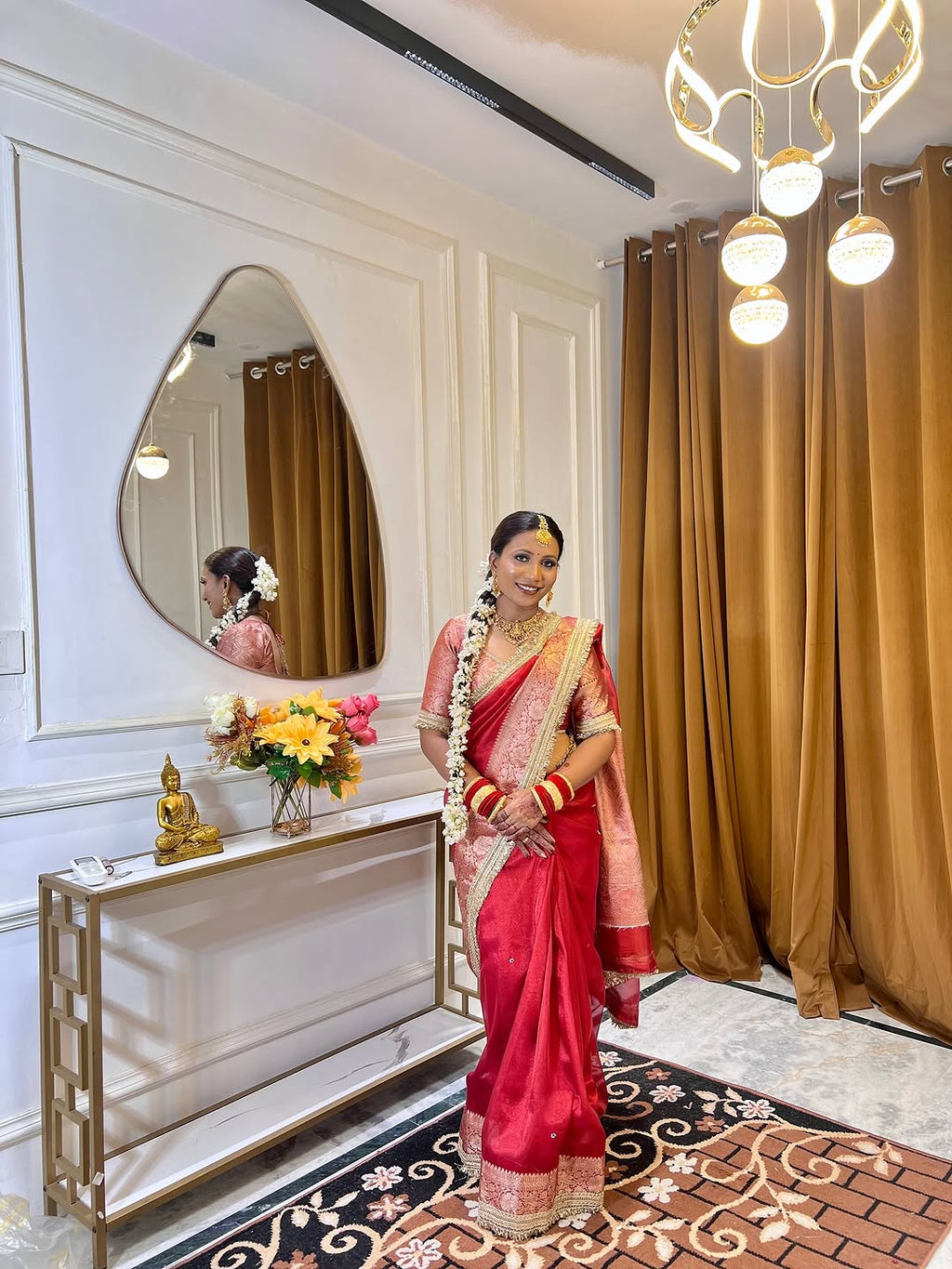 Designer Banarasi Tissue Saree with Pearl Work on all over Body with Intricate Border and Pallu Design Along with Gotta Patti Lace Work