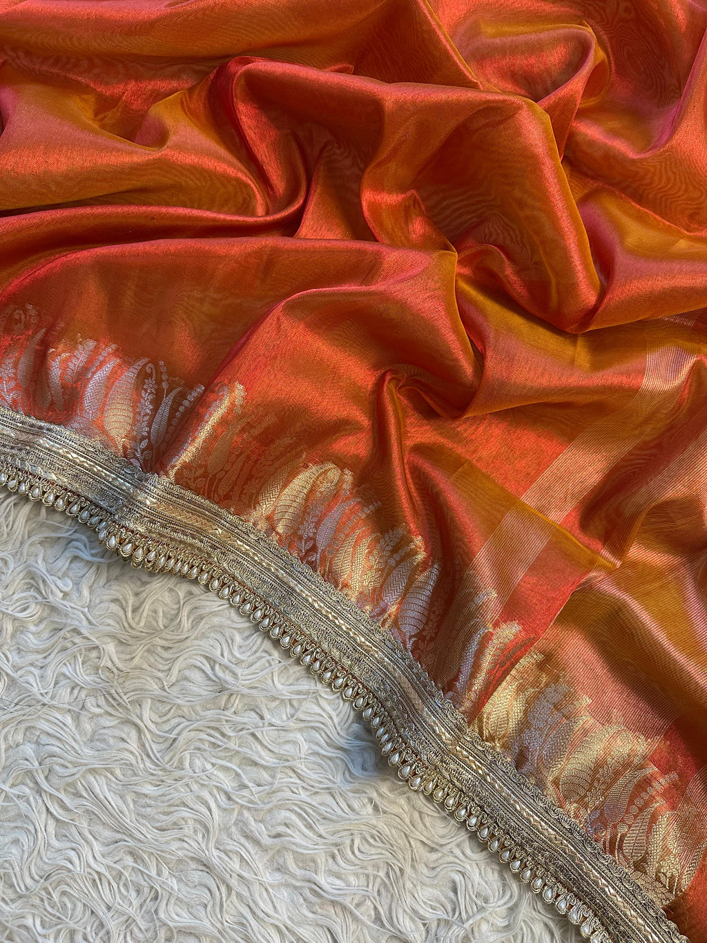 Designer Tissue Saree with Gotta Patti Lace work on Border