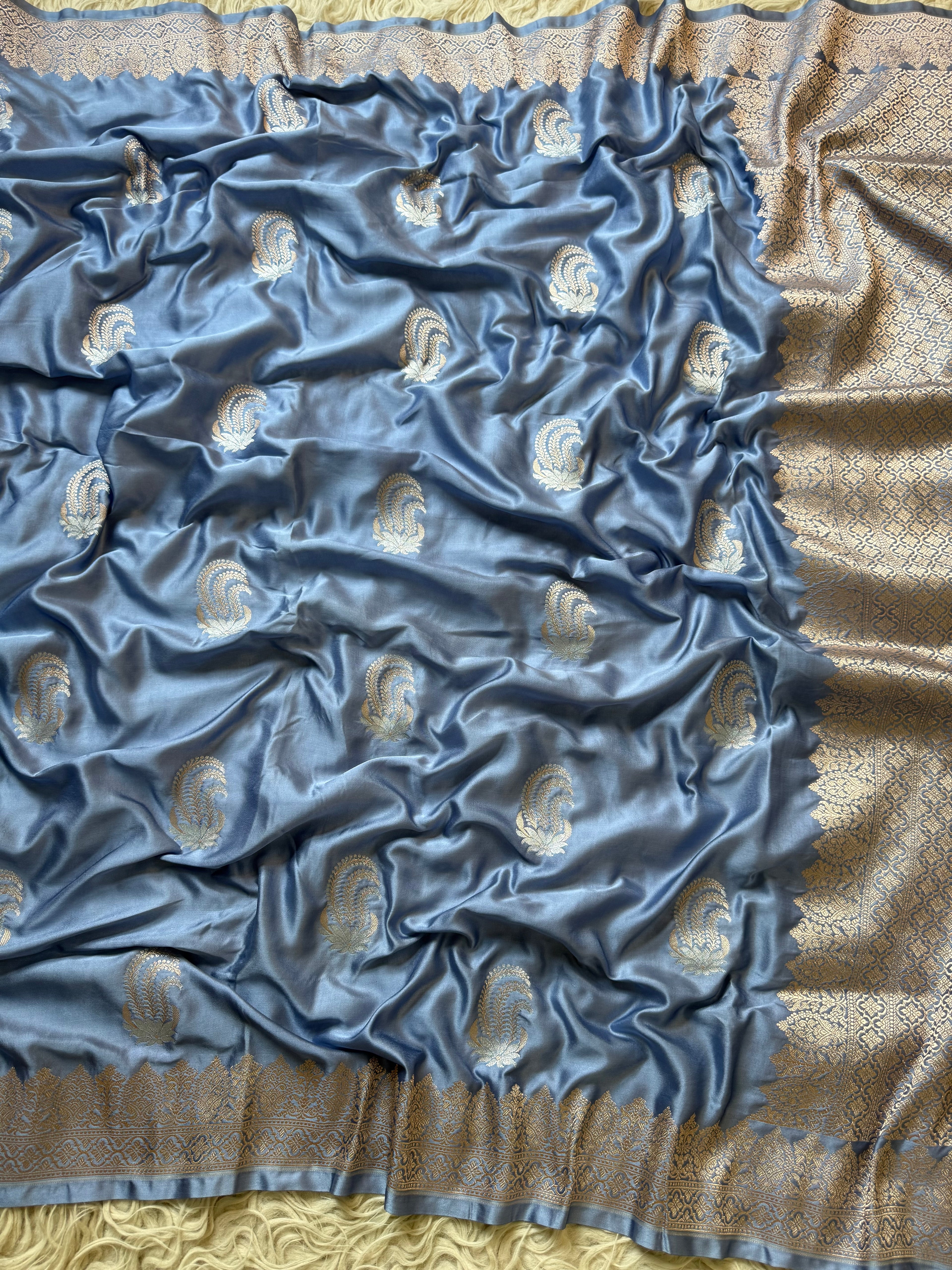 Banarasi Mashru Silk Saree All Over Alfi Meena Buta