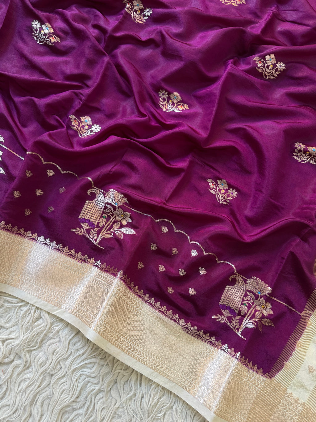 Butter Silk Banarasi Saree with minakari buti and border