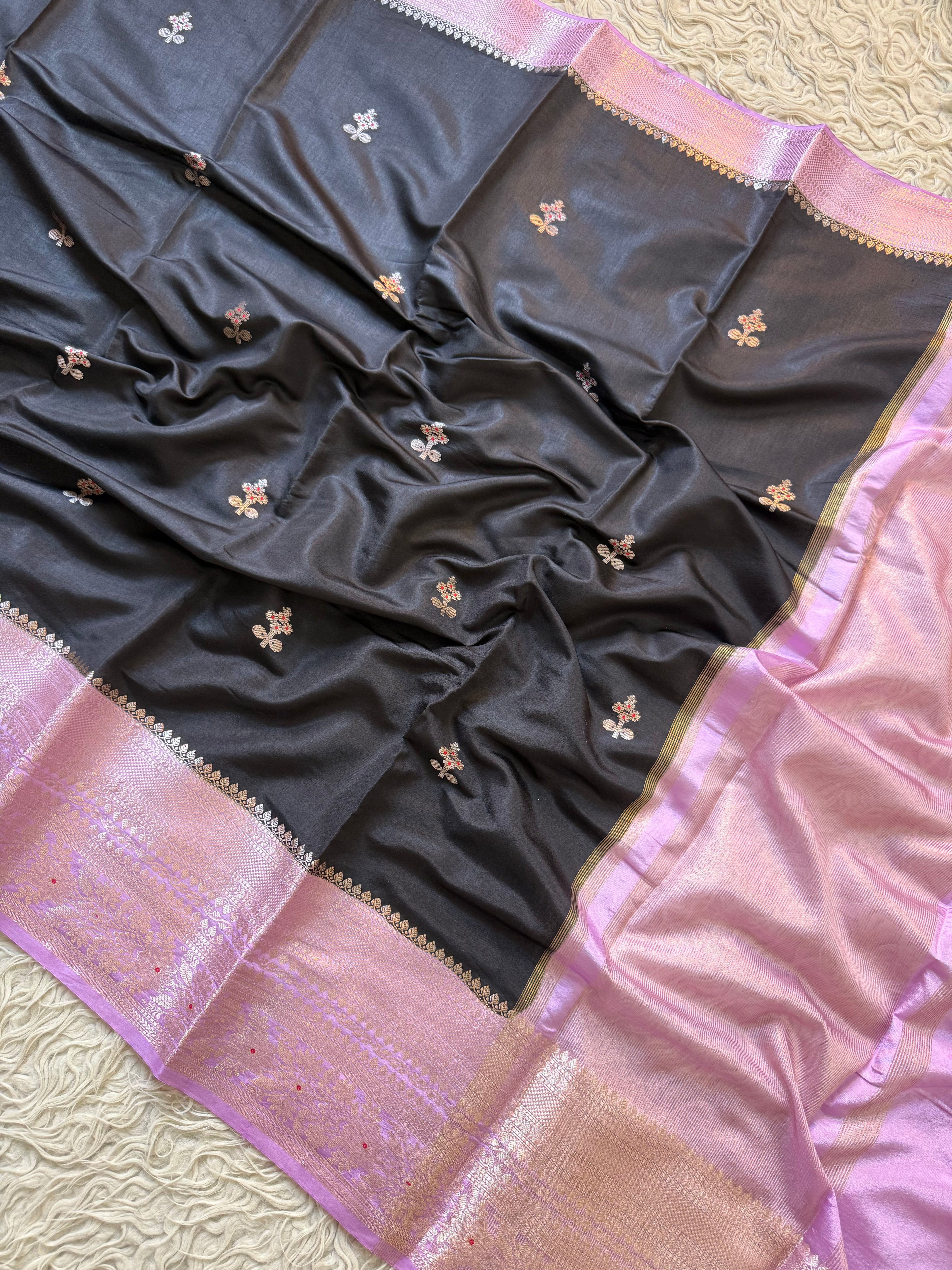 Butter Silk Banarasi Saree with minakari buti and border