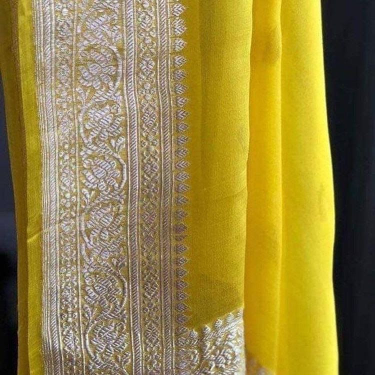Pure khaddi chiffon silk kaduwa handwoven Banarasi saree
