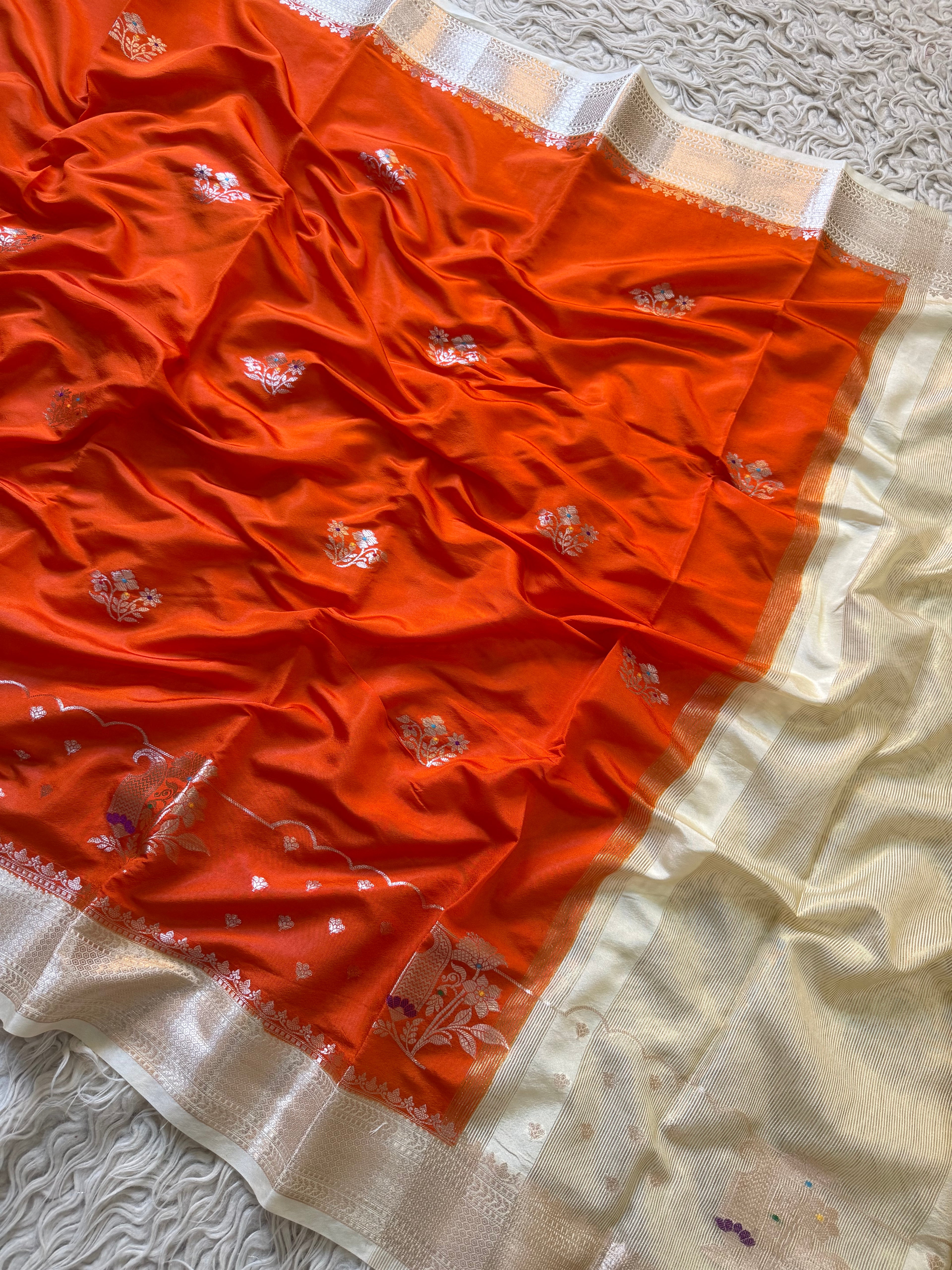 Butter Silk Banarasi Saree with minakari buti and border