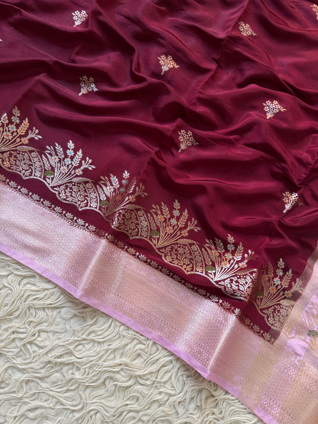 Butter Silk Banarasi Saree with minakari buti and border