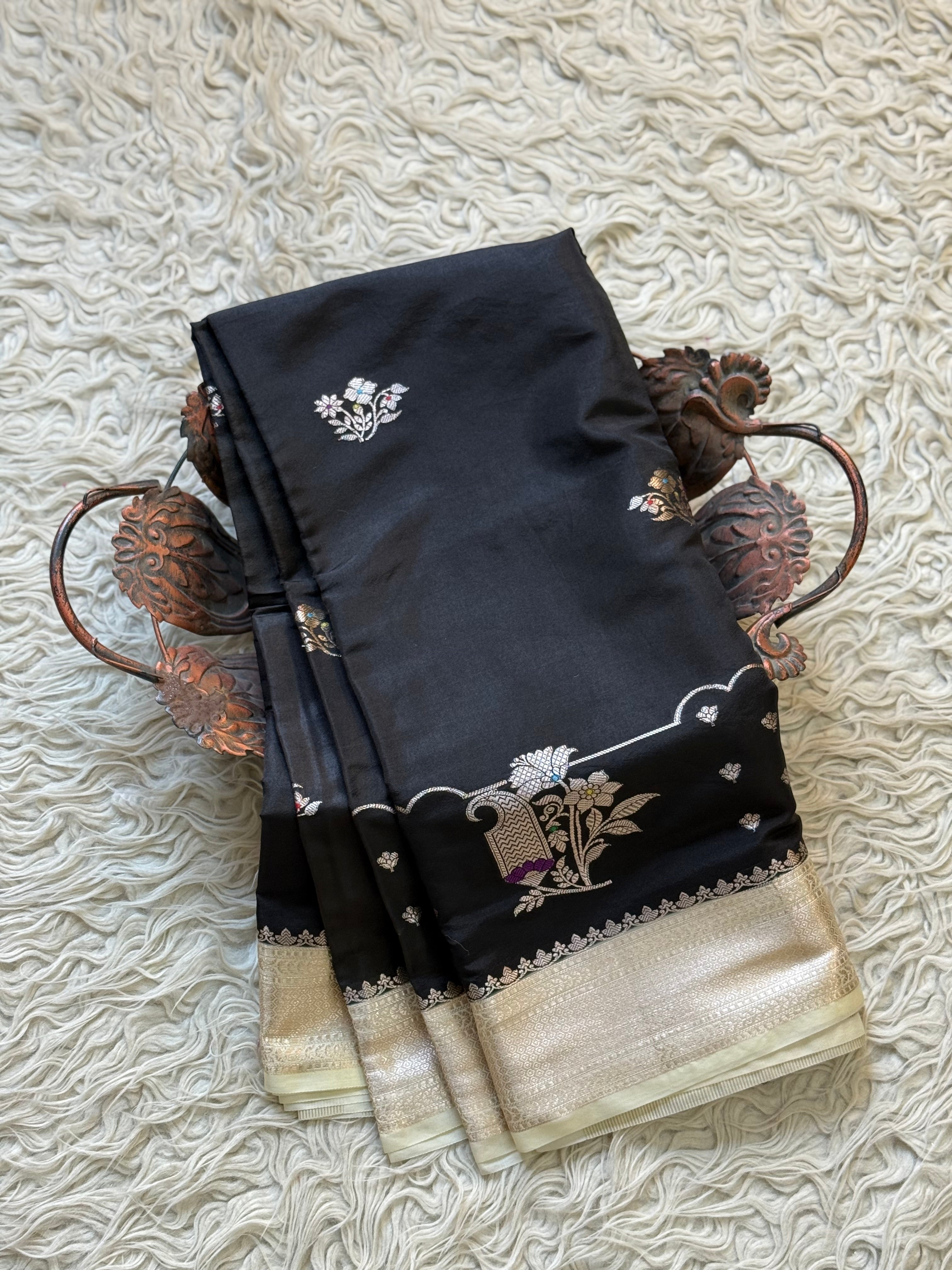 Butter Silk Banarasi Saree with minakari buti and border