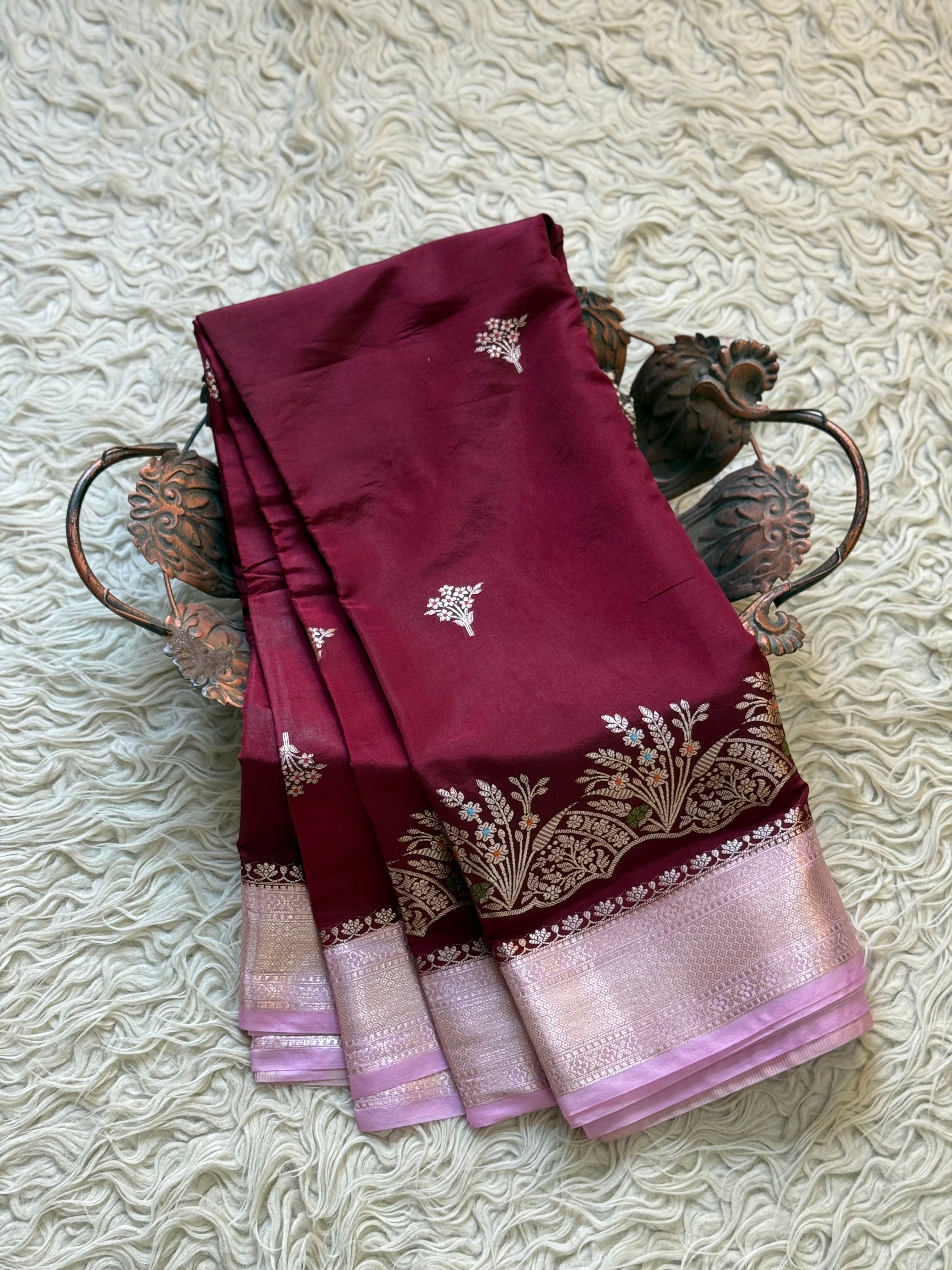 Butter Silk Banarasi Saree with minakari buti and border