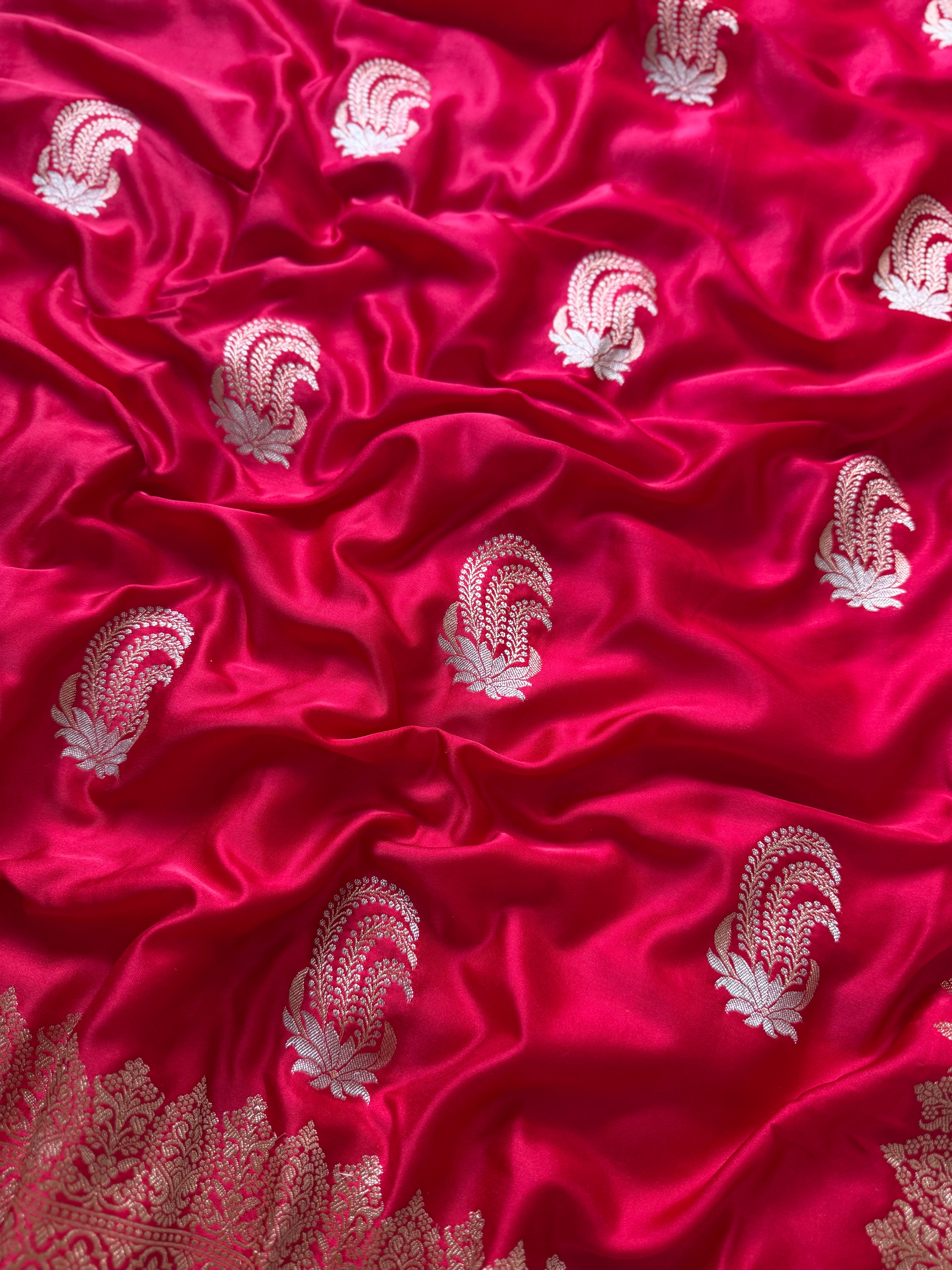 Banarasi Mashru Silk Saree All Over Alfi Meena Buta