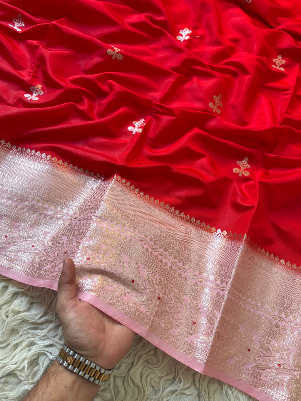 Butter Silk Banarasi Saree with minakari buti and border