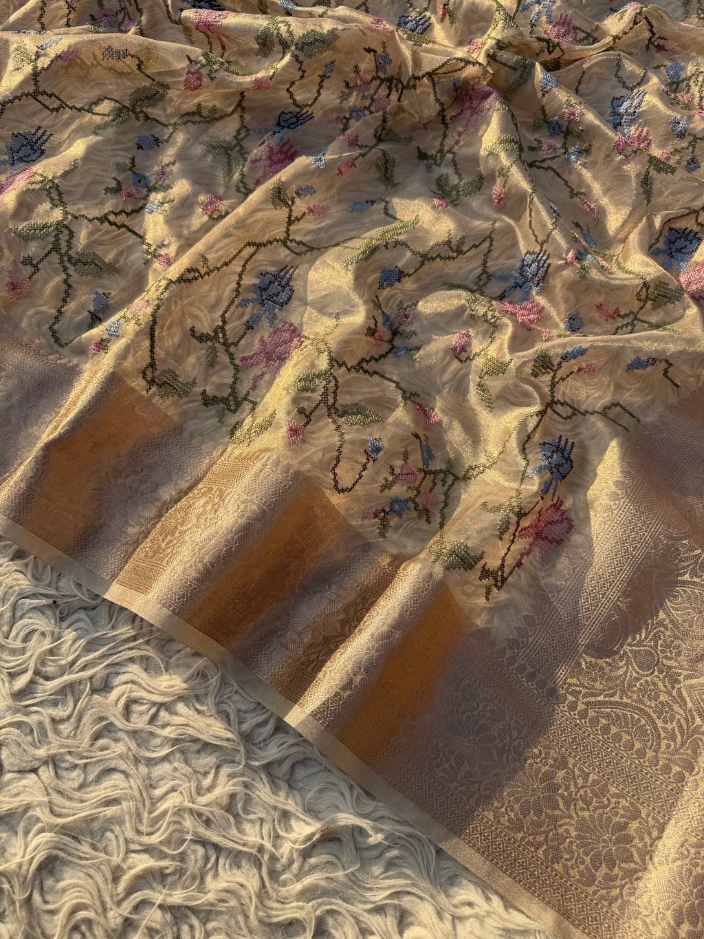 Banarasi tissue X Multi colour Resham embroidery