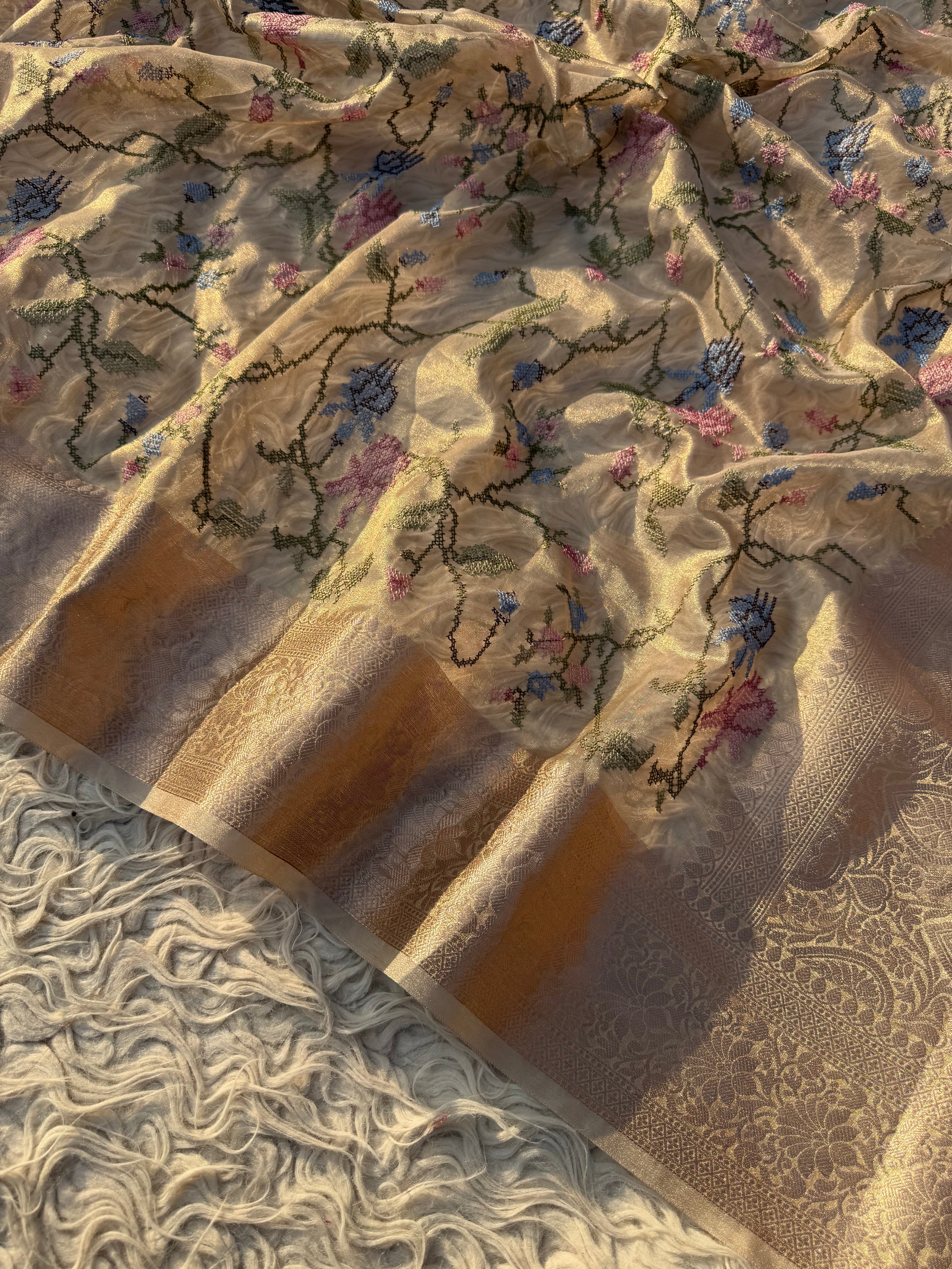 Banarasi tissue X Multi colour Resham embroidery