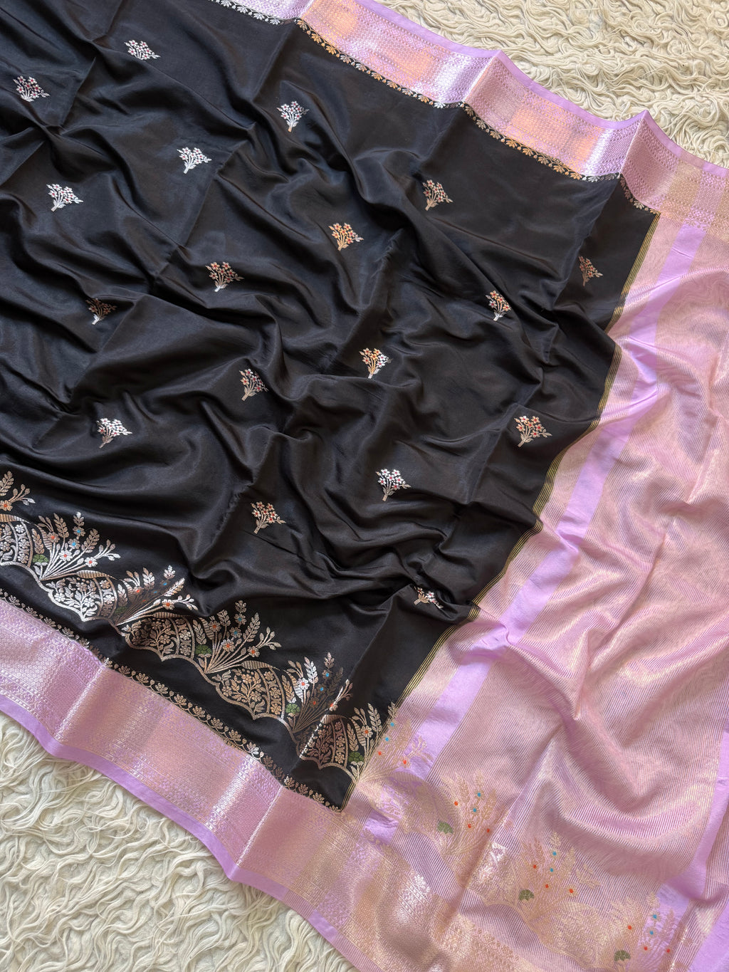 Butter Silk Banarasi Saree with minakari buti and border