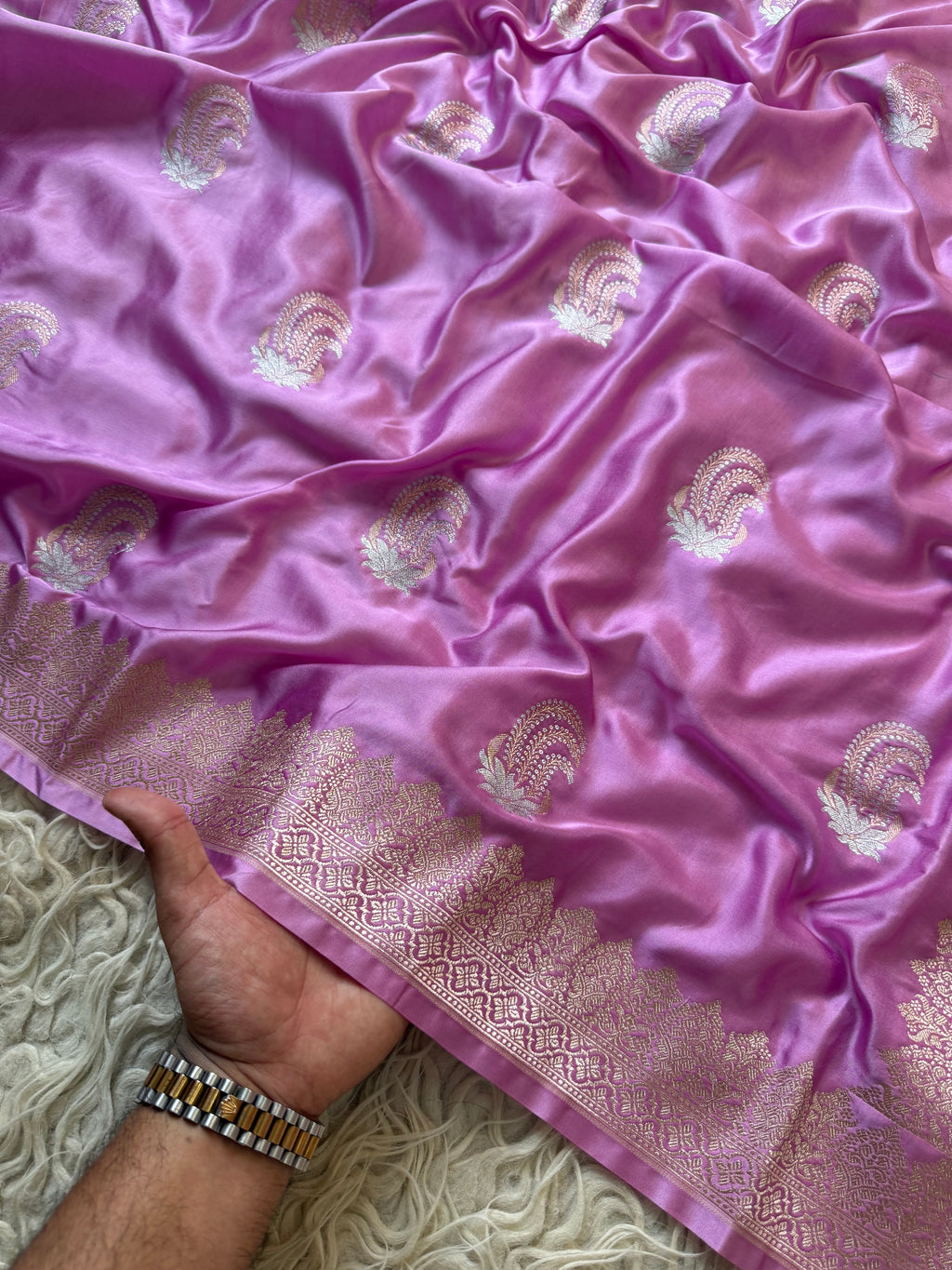 Banarasi Mashru Silk Saree All Over Alfi Meena Buta