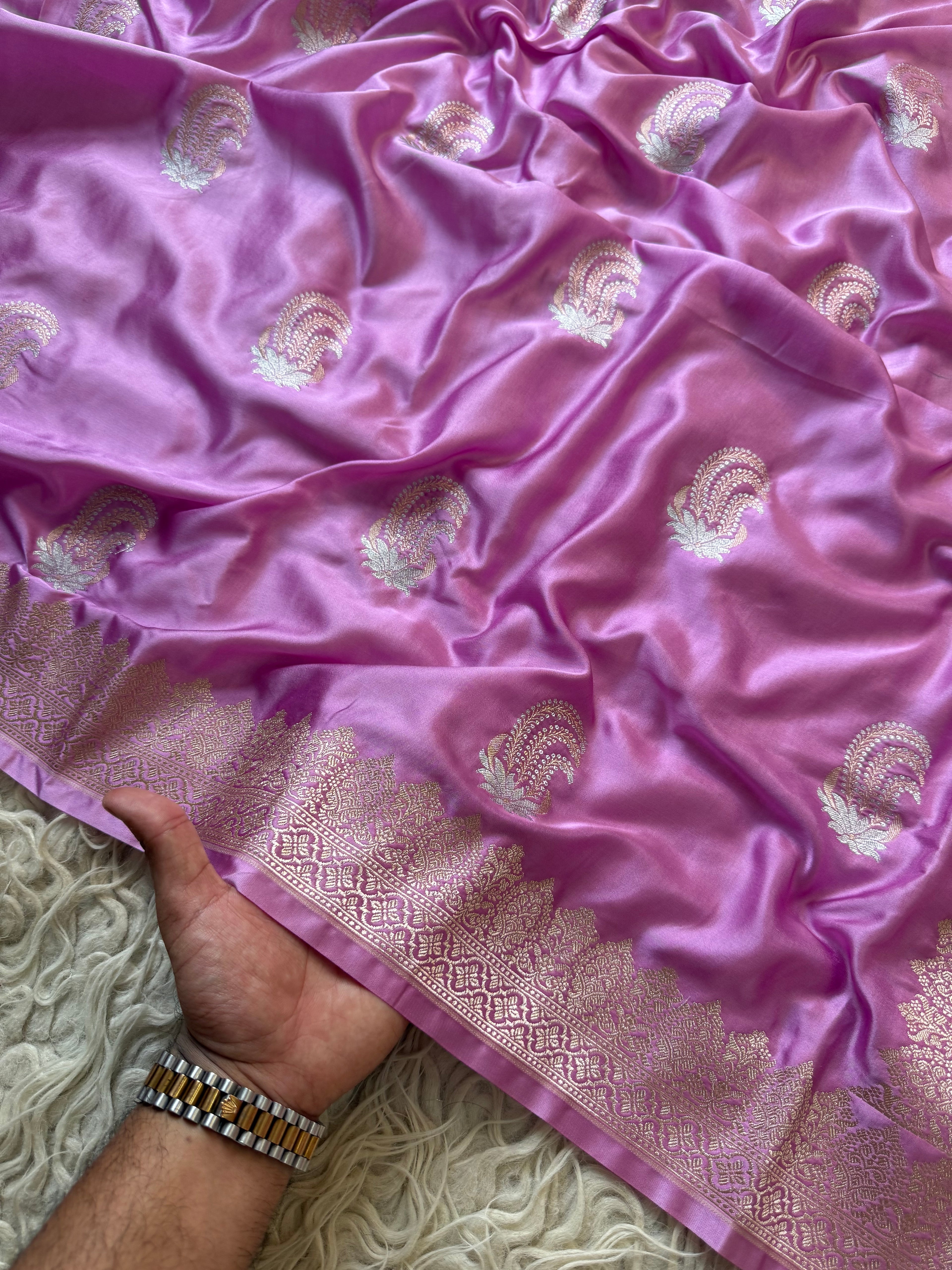 Banarasi Mashru Silk Saree All Over Alfi Meena Buta