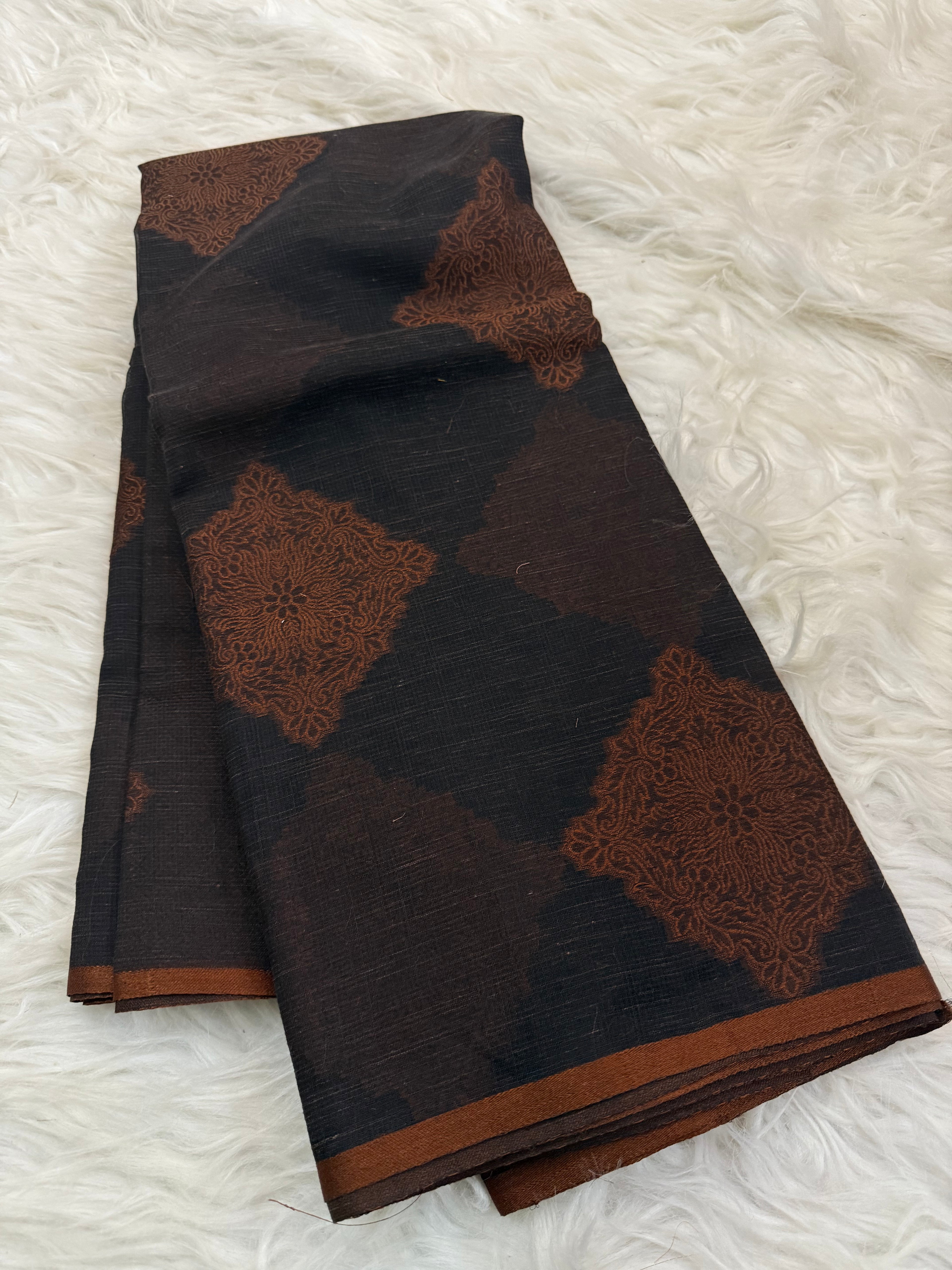 Khaadi Brown Dupion Saree