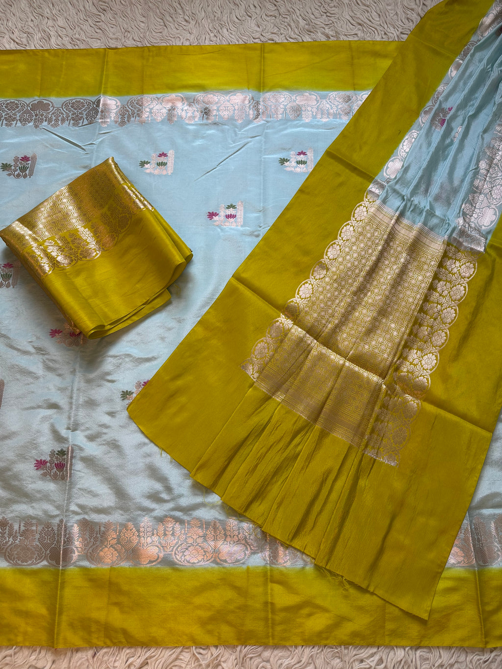 Butter Silk Banarasi Saree with minakari buti and border