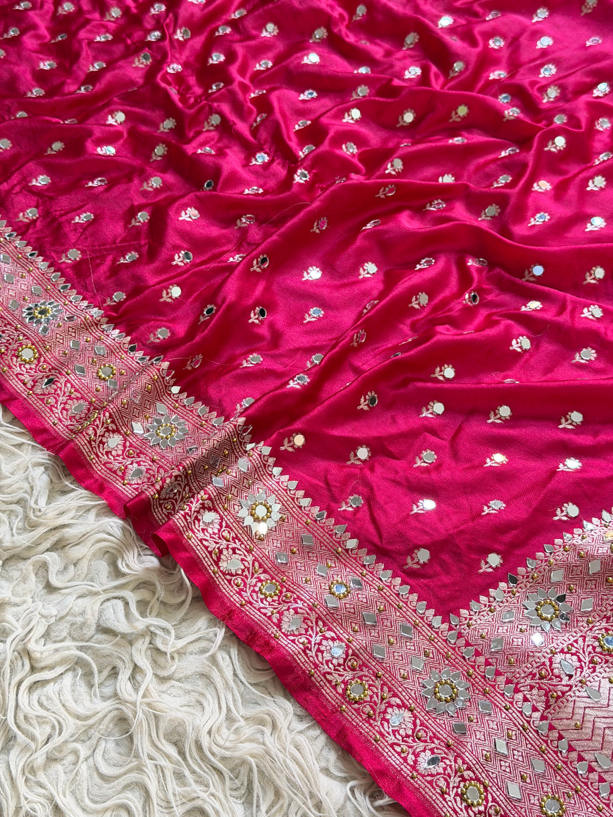 Banarasi Mashru Silk Saree X Mirror work