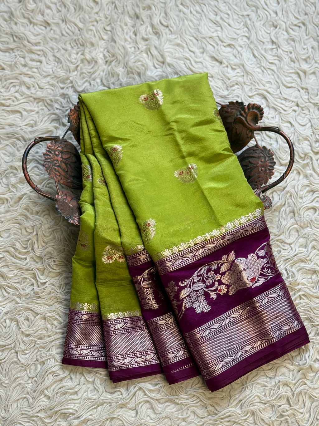 Butter Silk Banarasi Saree with minakari buti and border