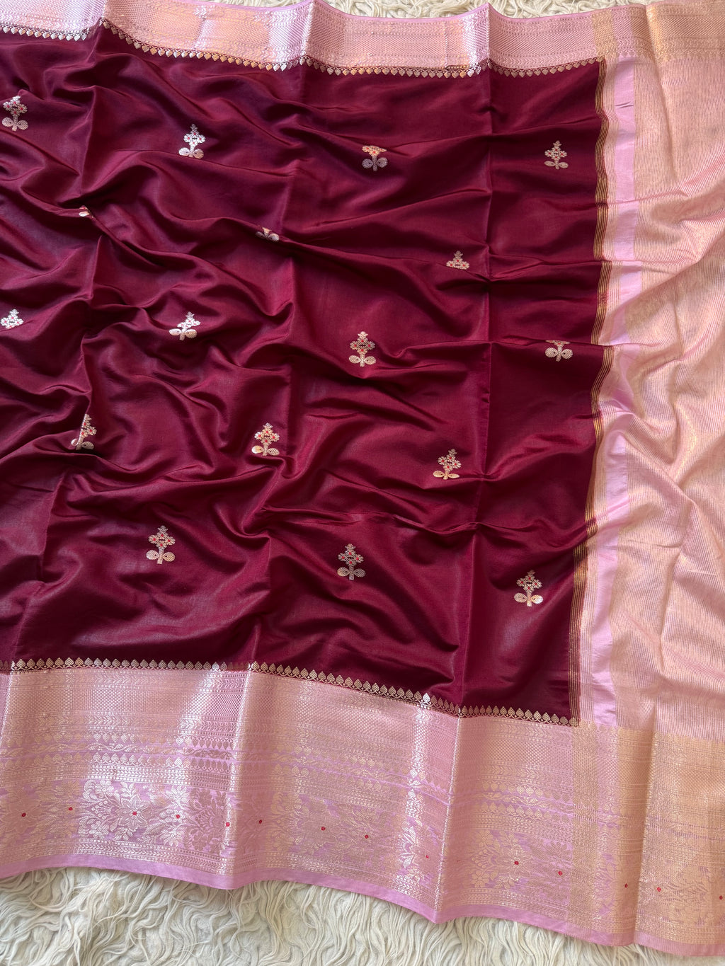 Butter Silk Banarasi Saree with minakari buti and border