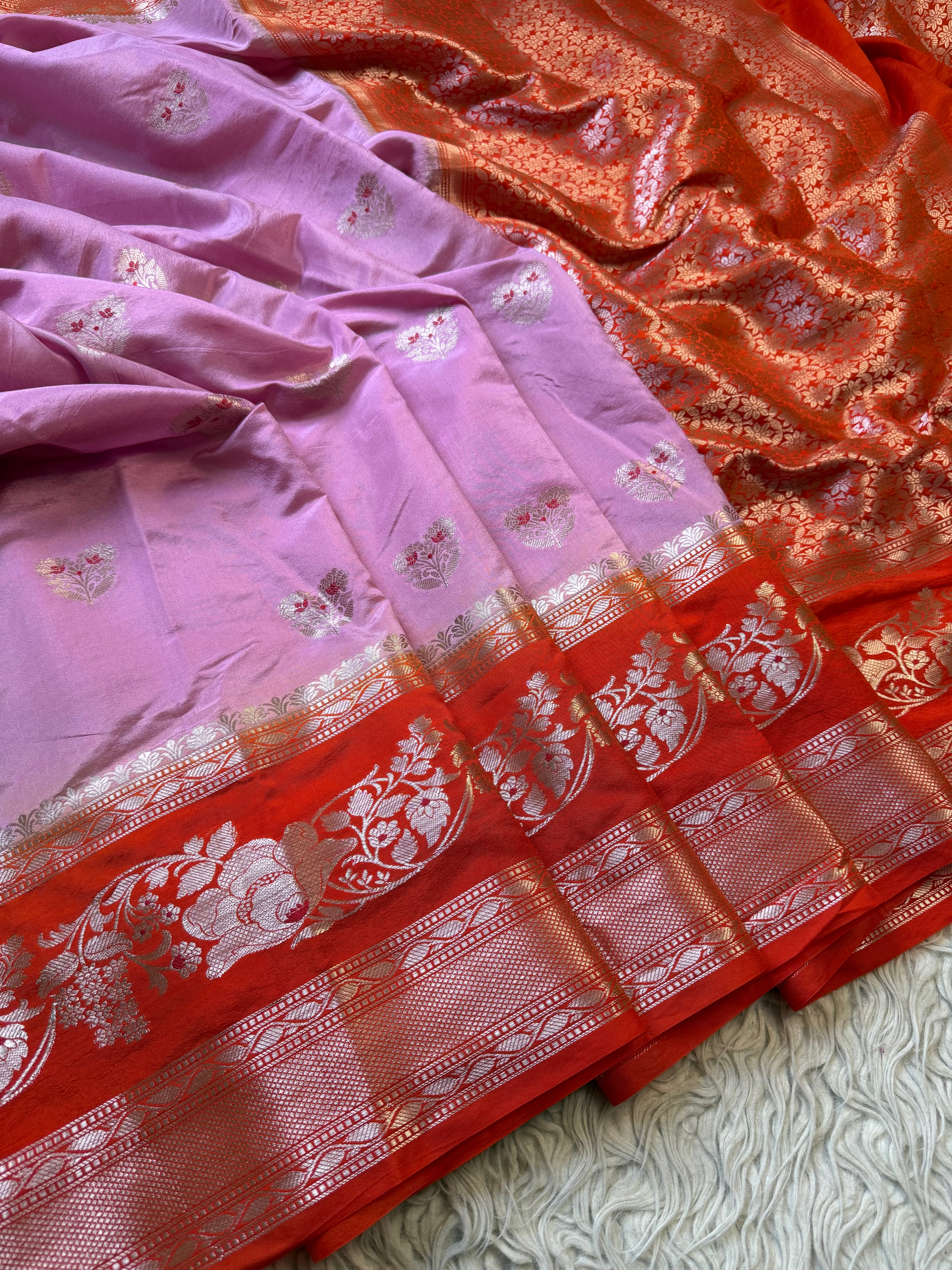 Butter Silk Banarasi Saree with minakari buti and border