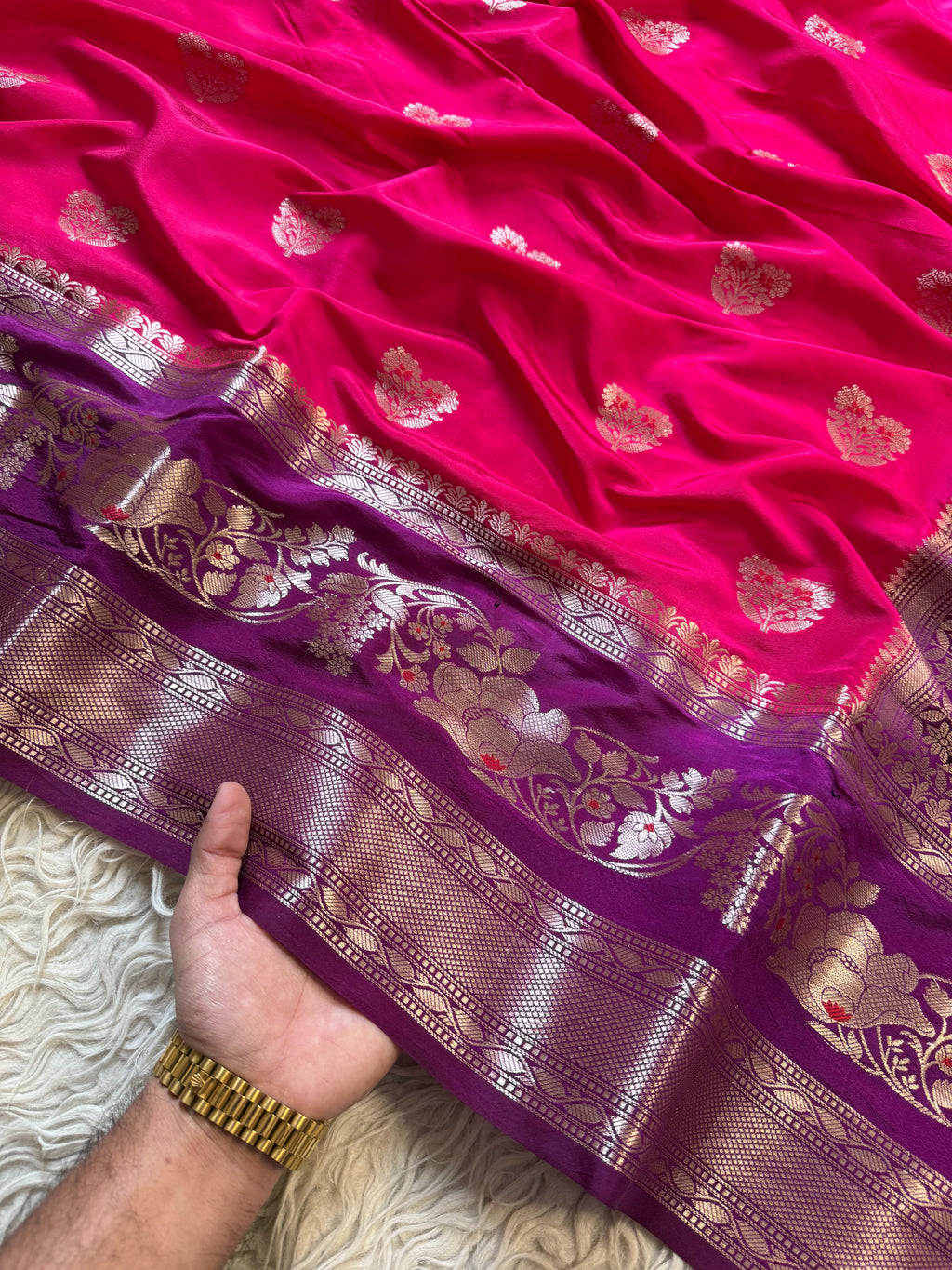 Butter Silk Banarasi Saree with minakari buti and border