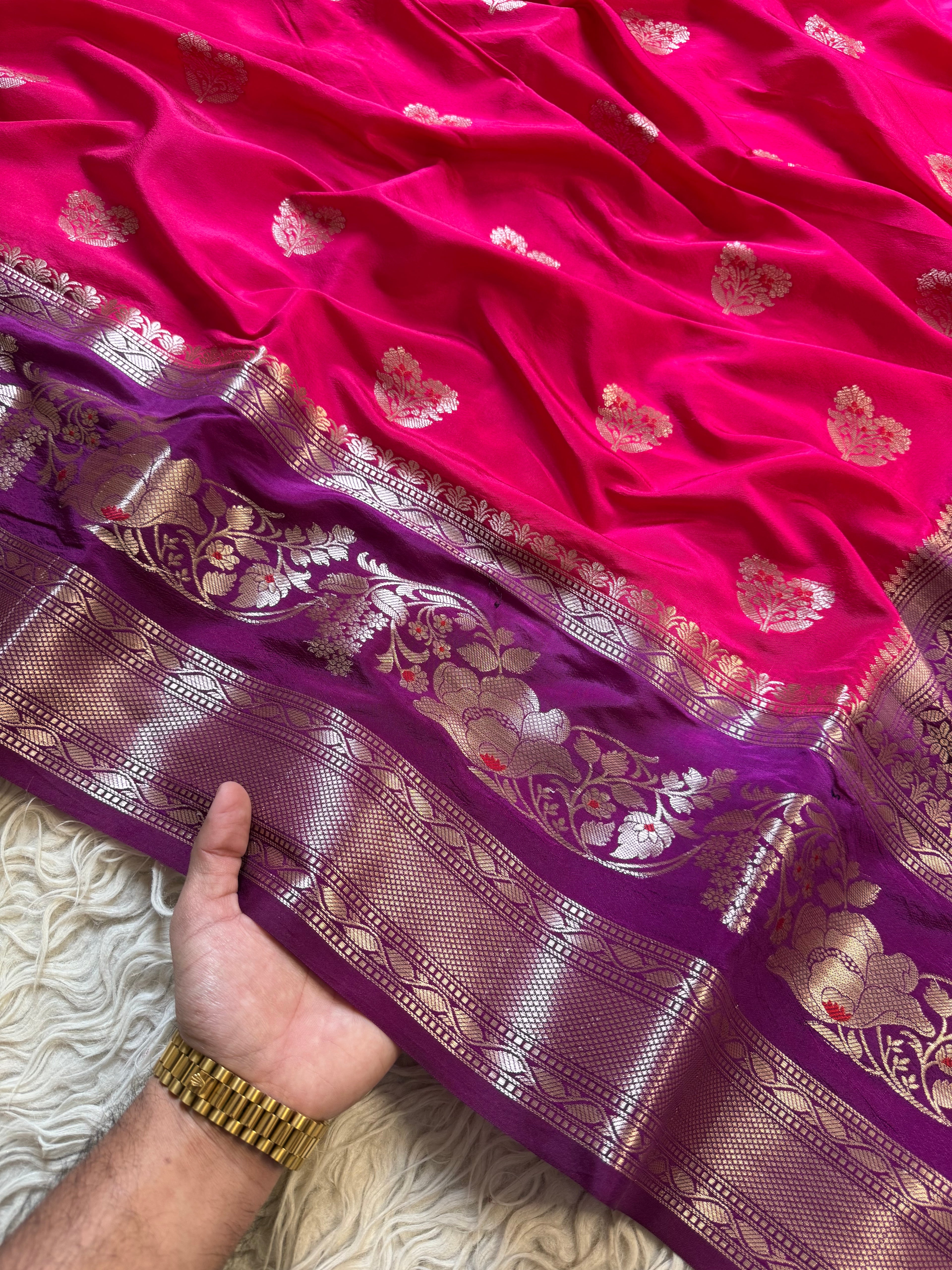 Butter Silk Banarasi Saree with minakari buti and border