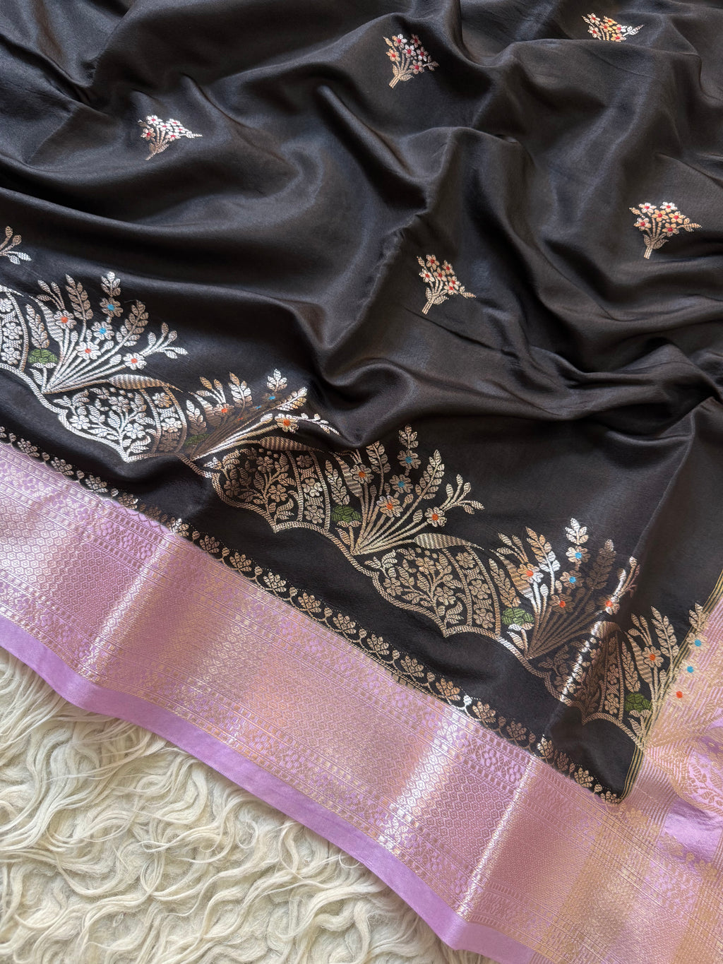 Butter Silk Banarasi Saree with minakari buti and border