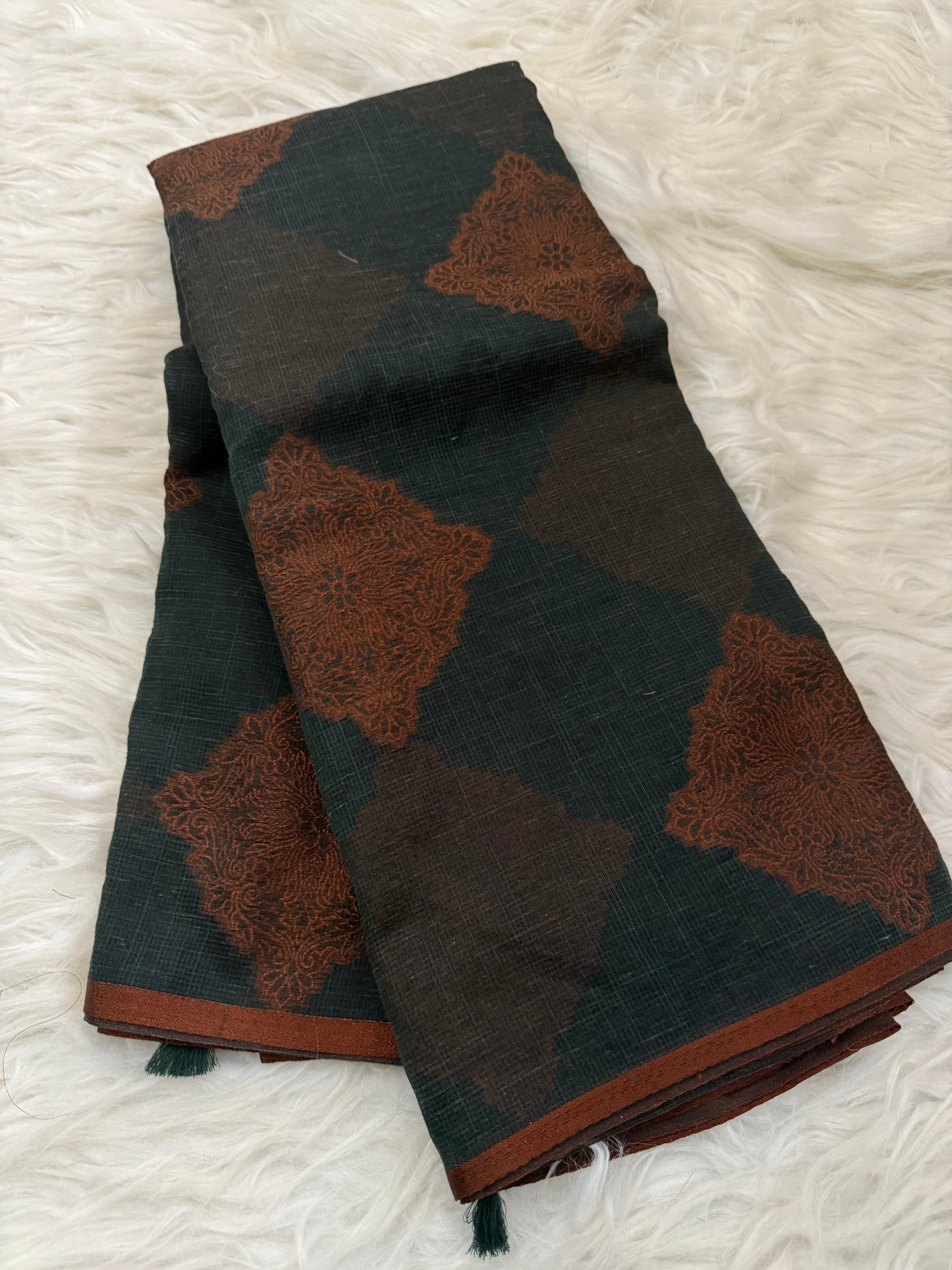 Khaadi Brown Dupion Saree