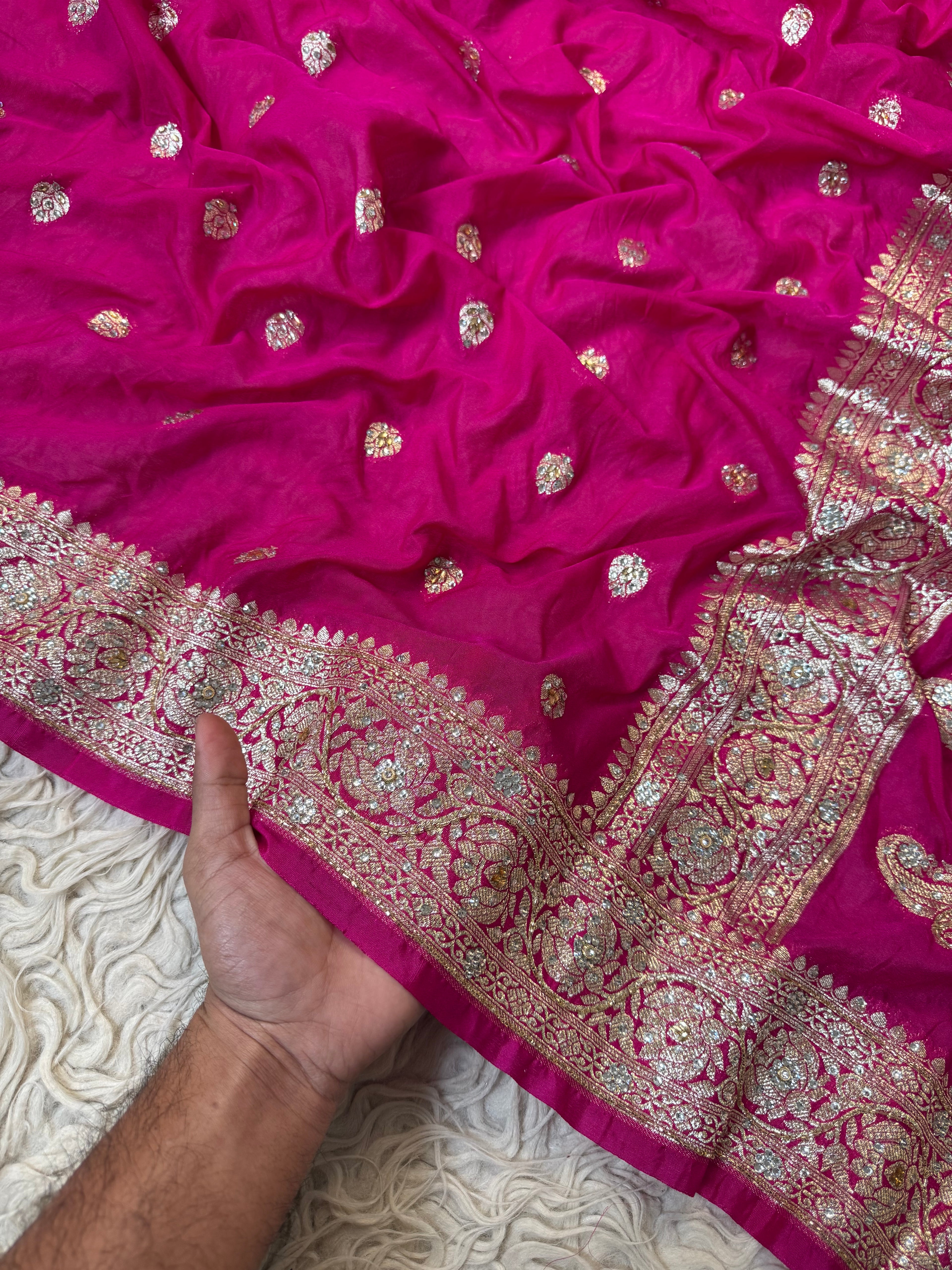 Aishwarya Georgette Designer Saree with cutdana handwork