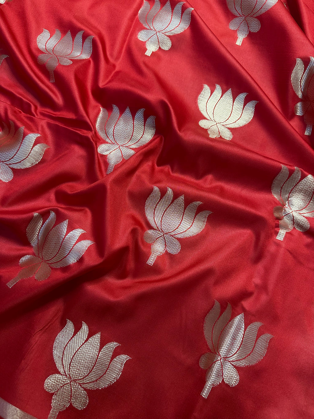 Bridal Red Semi mashru katan Banarasi saree