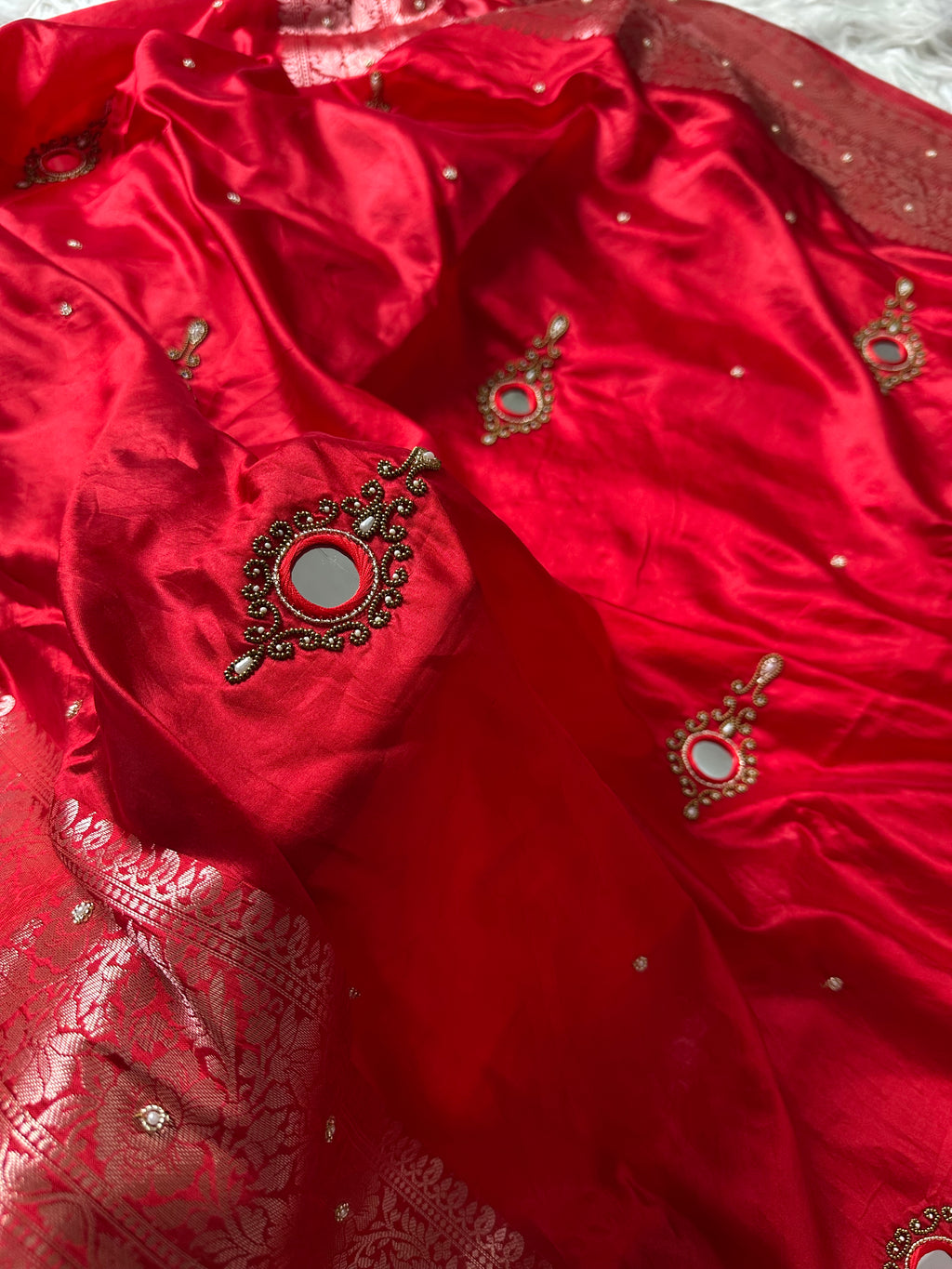 Banarasi pure Dupion silk saree X Mirror Handwork