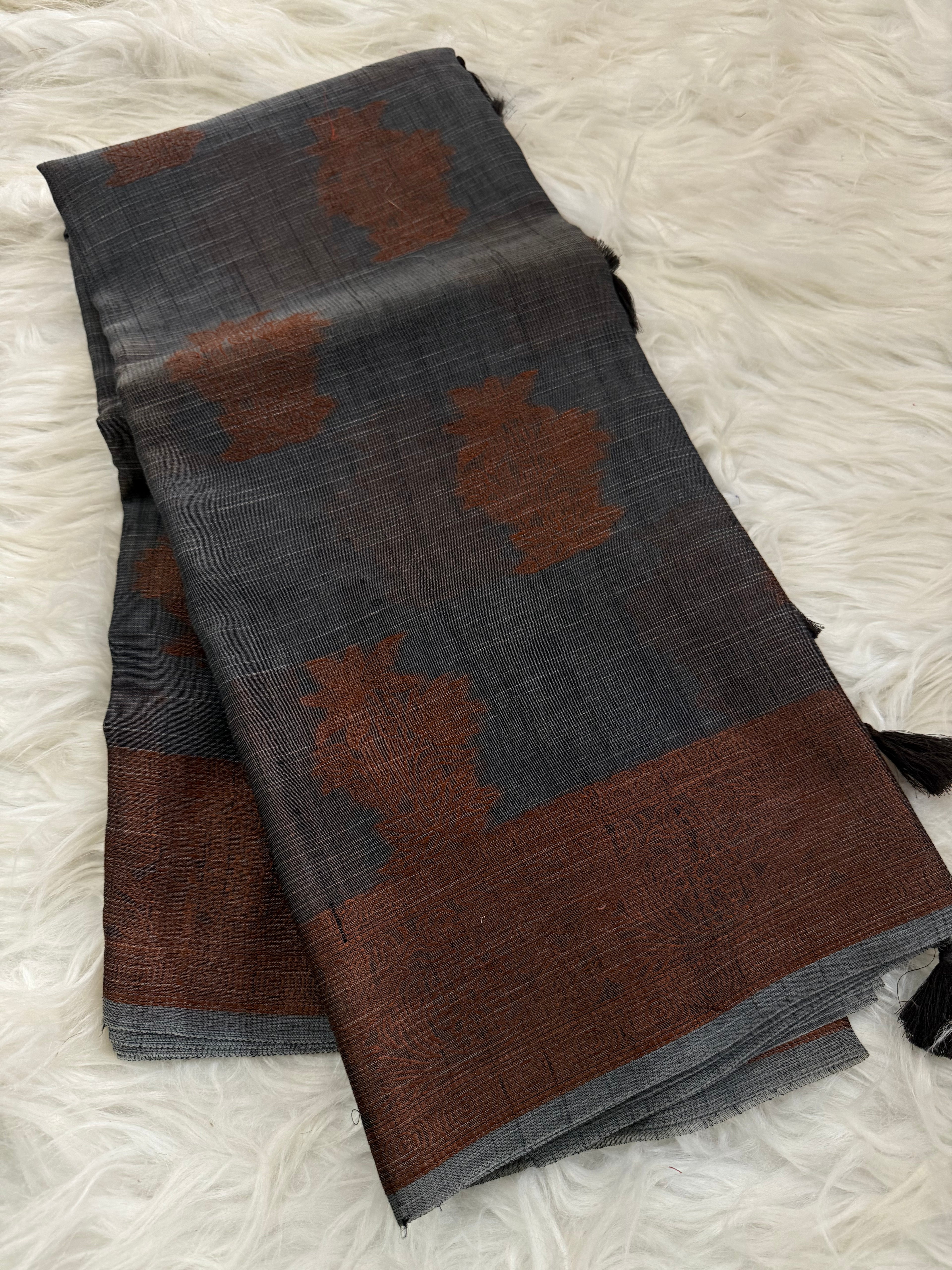Khaadi Brown Dupion Saree