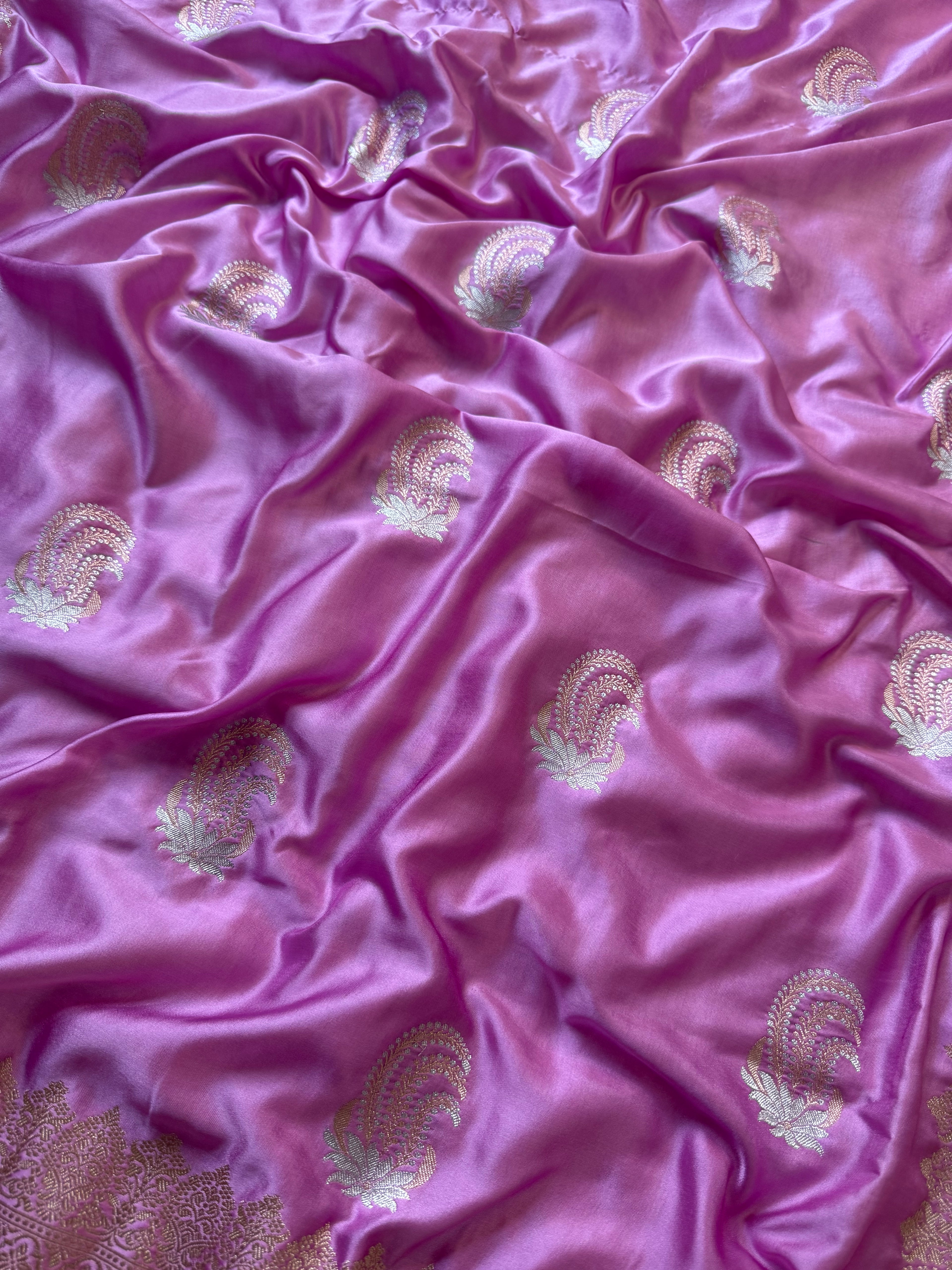 Banarasi Mashru Silk Saree All Over Alfi Meena Buta