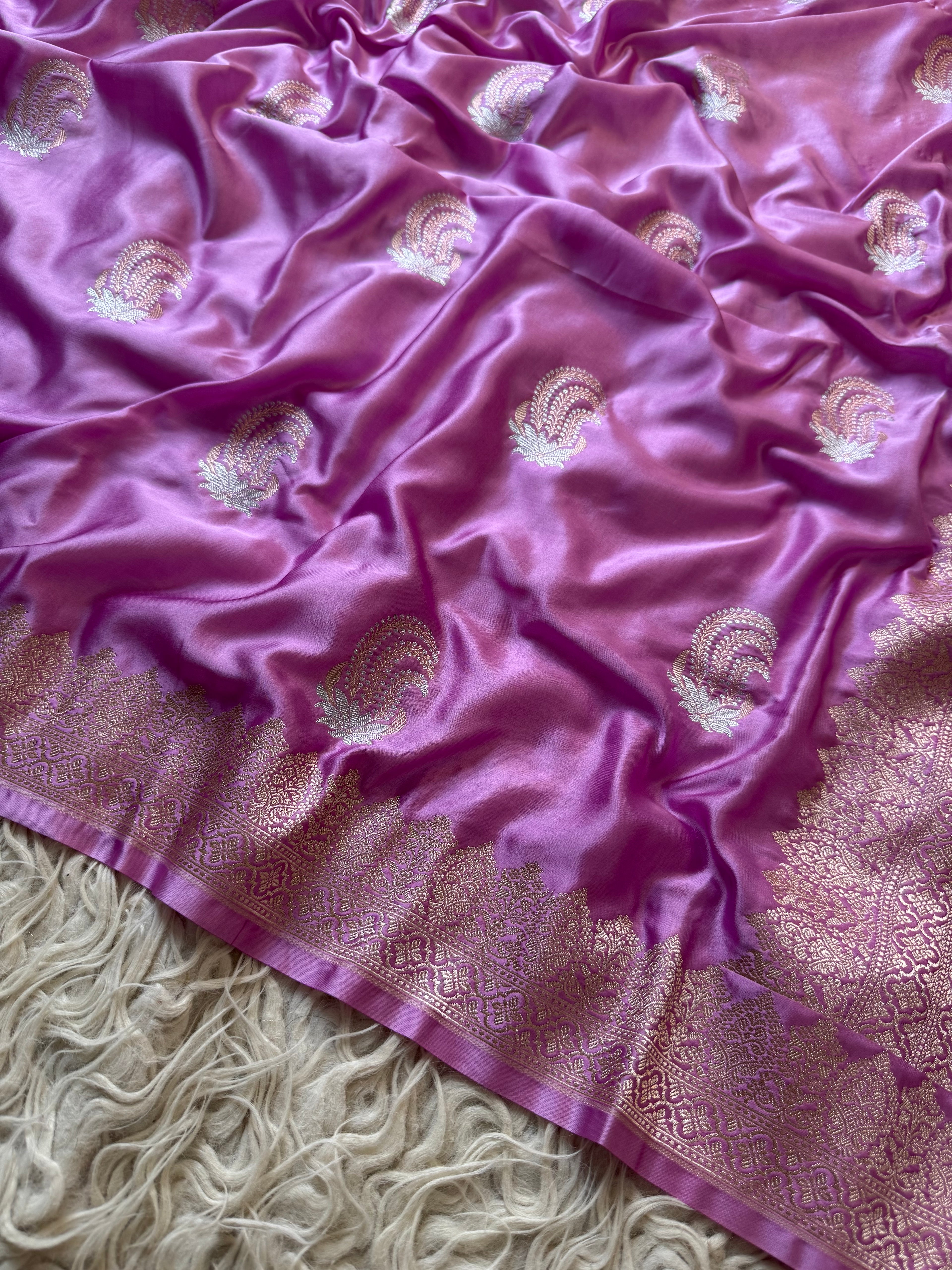 Banarasi Mashru Silk Saree All Over Alfi Meena Buta