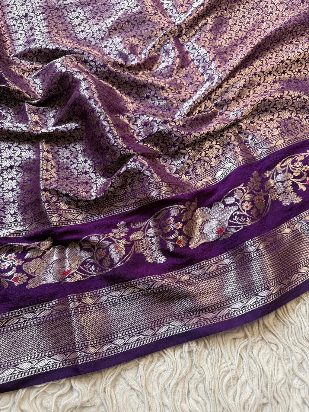 Butter Silk Banarasi Saree with minakari buti and border