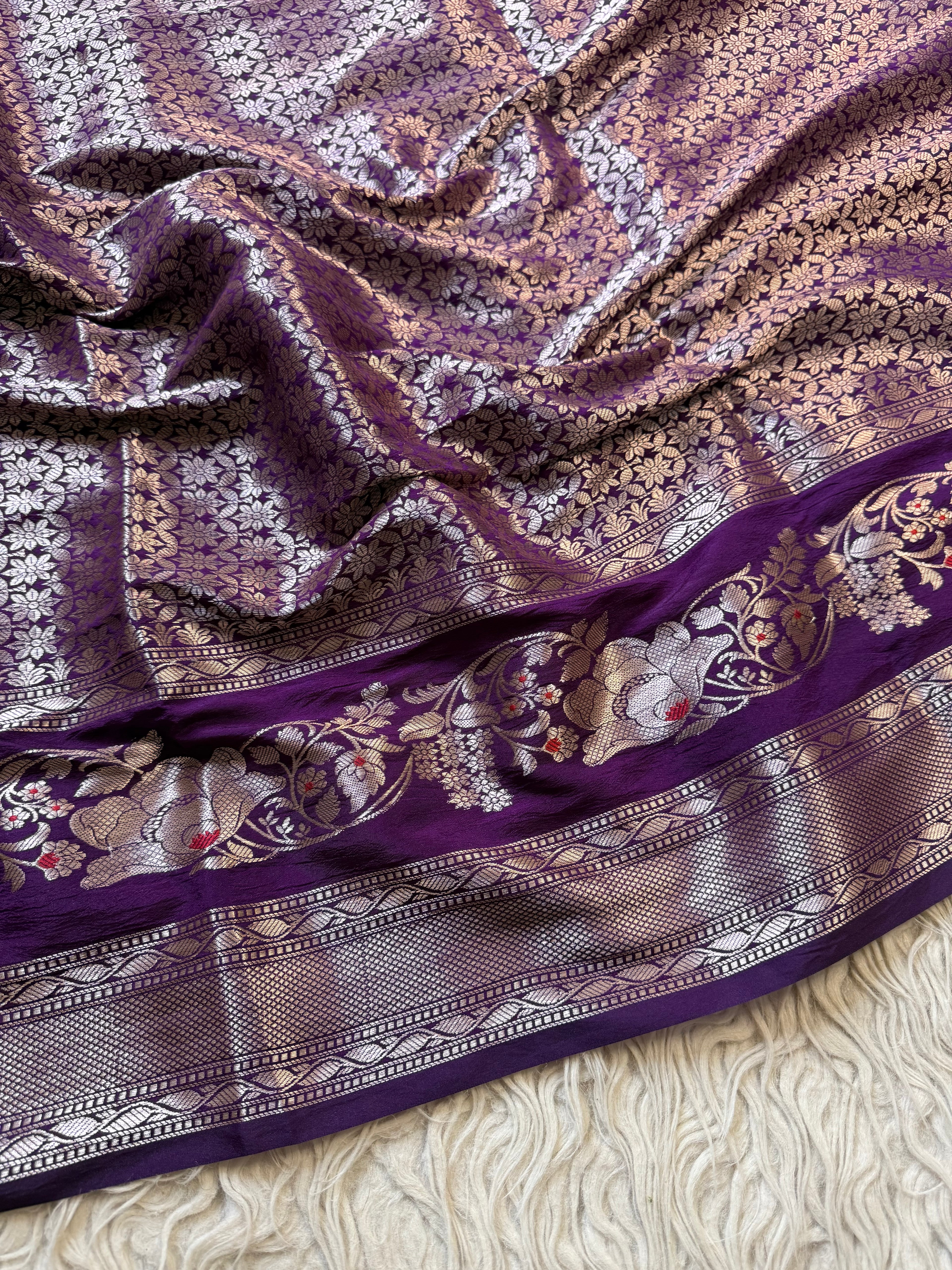 Butter Silk Banarasi Saree with minakari buti and border