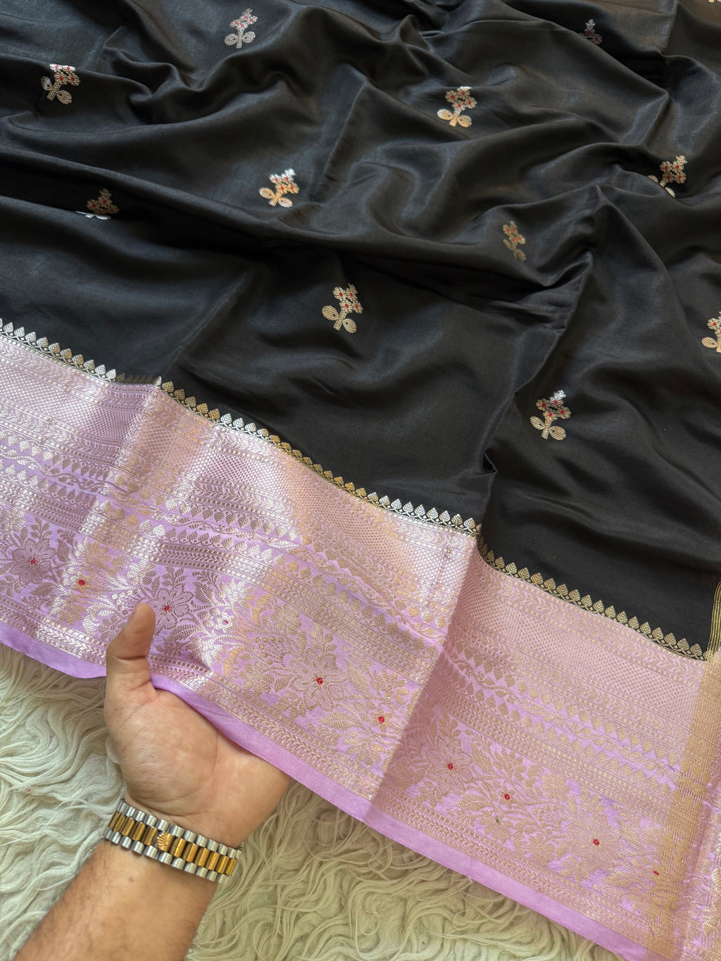 Butter Silk Banarasi Saree with minakari buti and border
