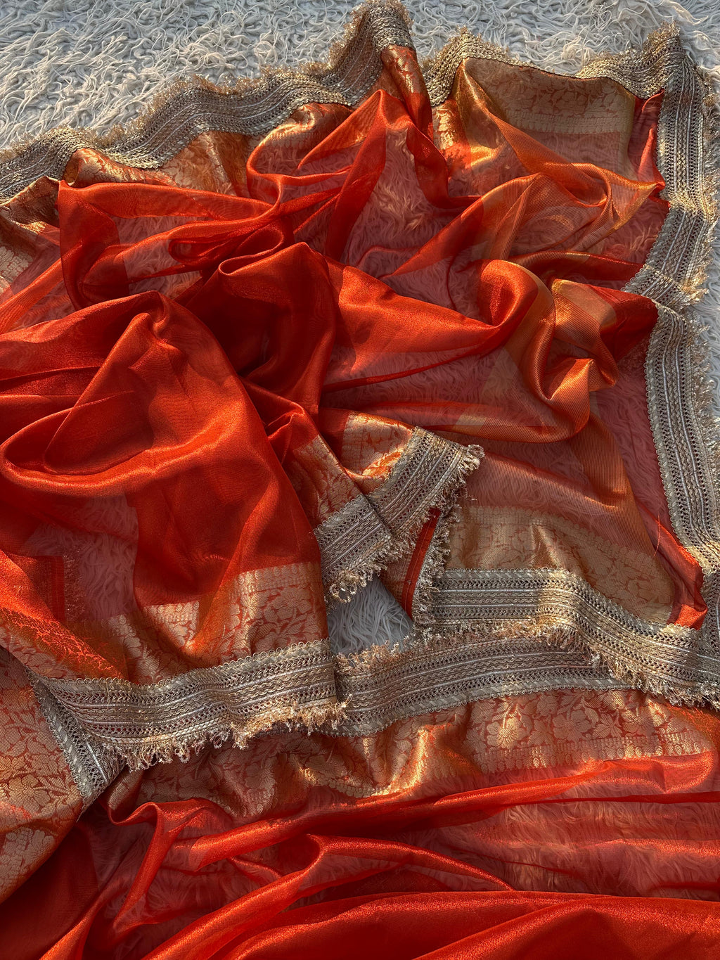 Maharani Tissue Saree with Gotta Patti Lace work on Border