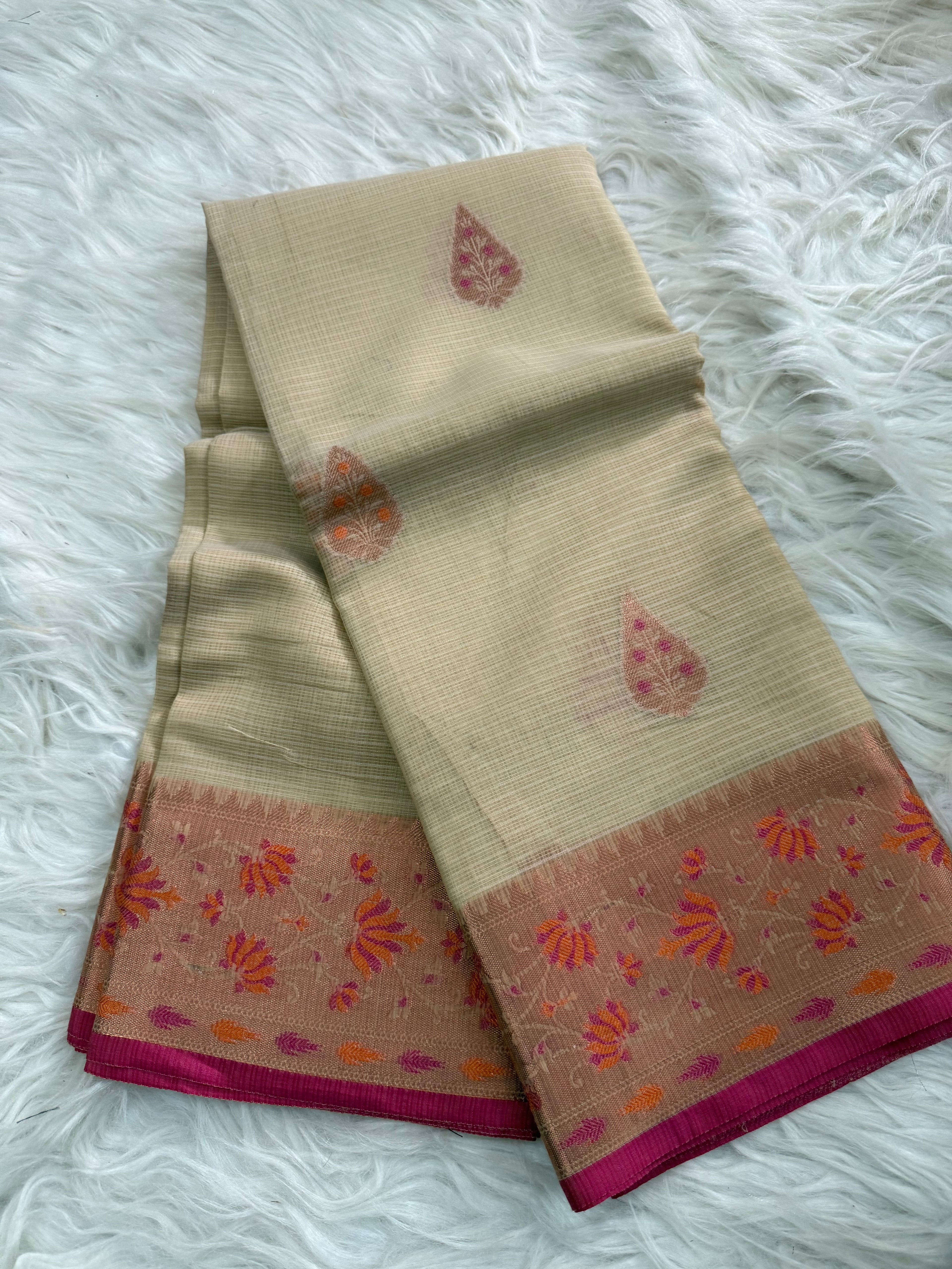 Multi color floral Buta Tissue Saree
