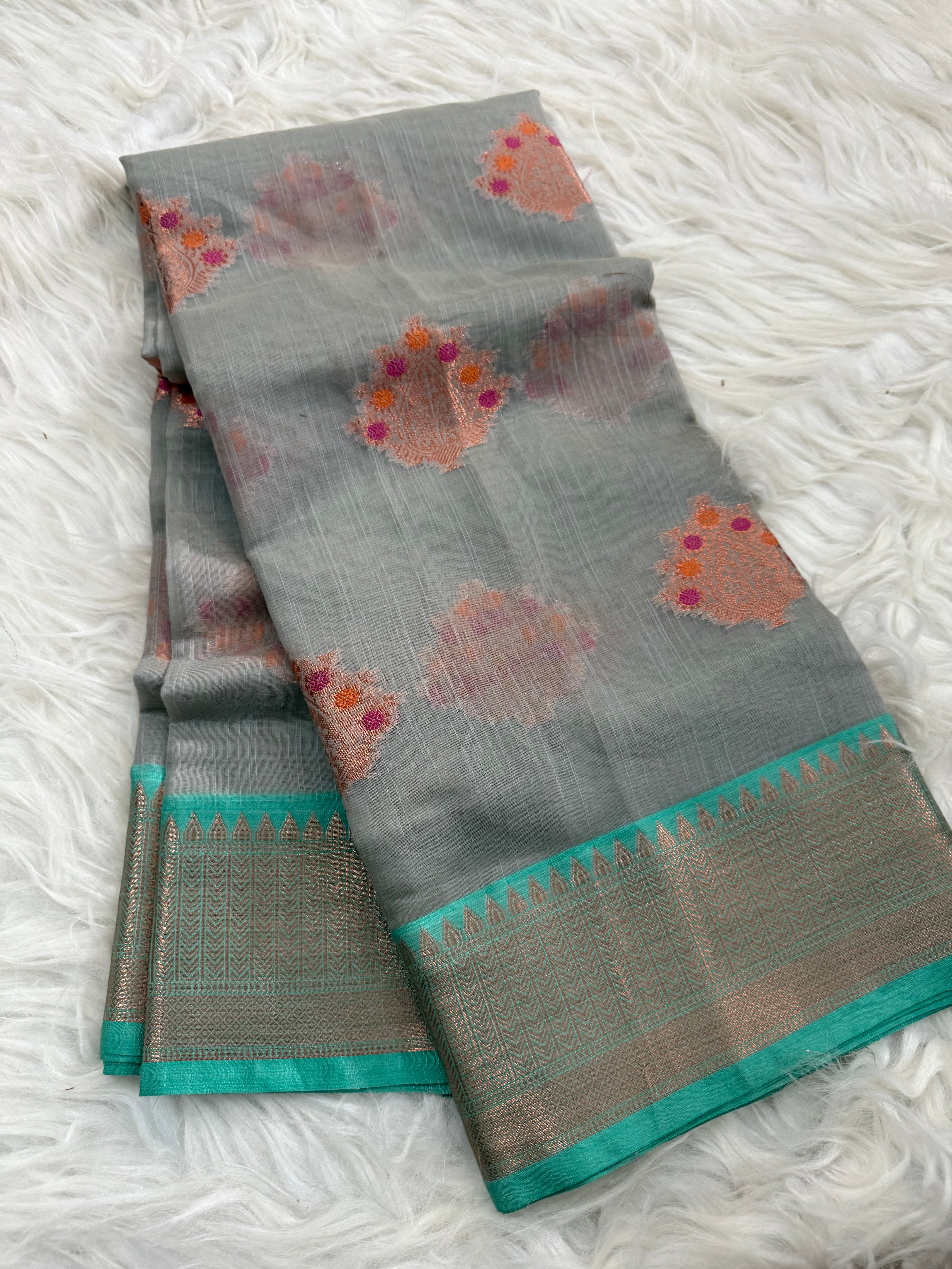 Alfi Buta linen Saree