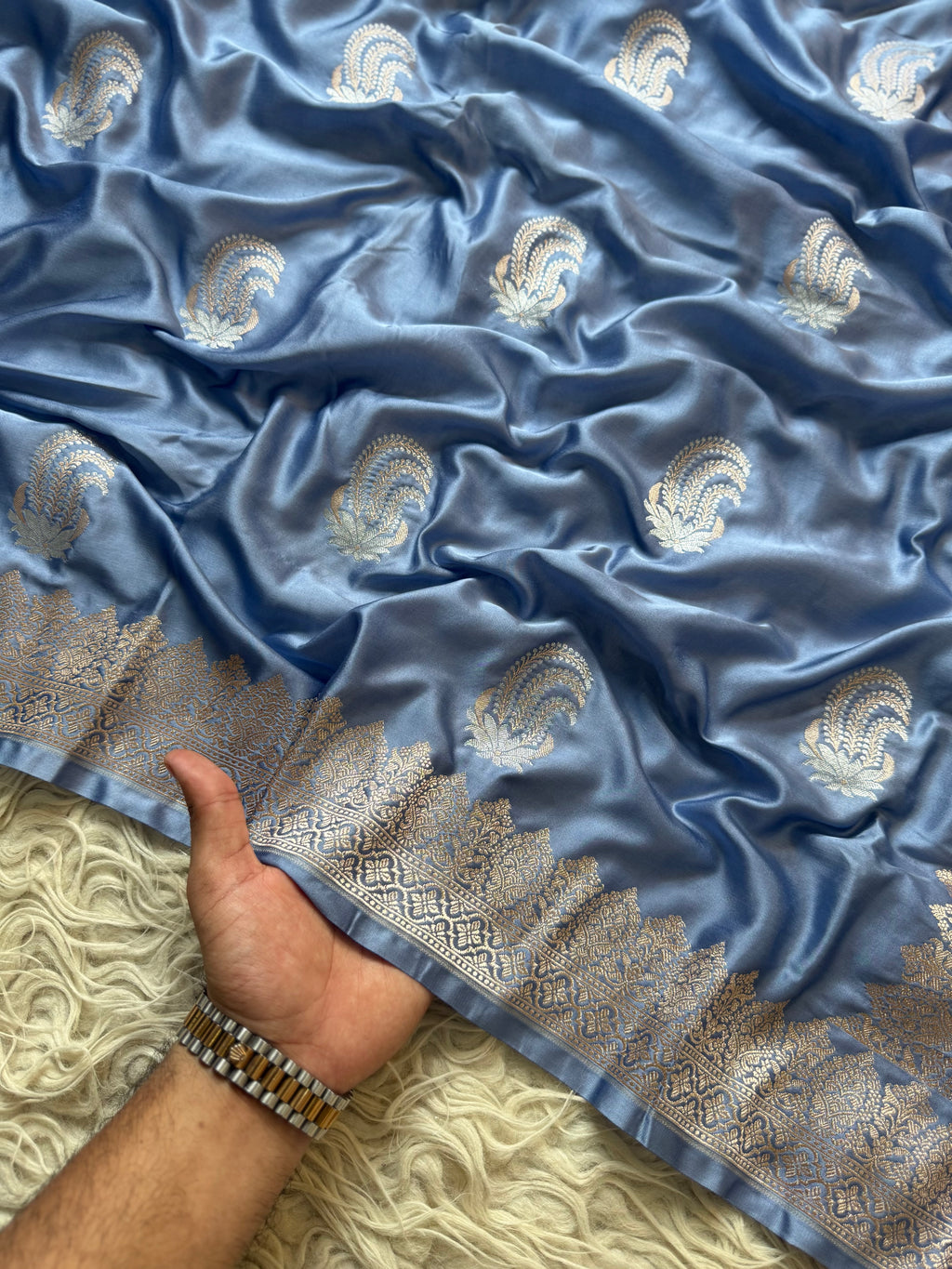 Banarasi Mashru Silk Saree All Over Alfi Meena Buta