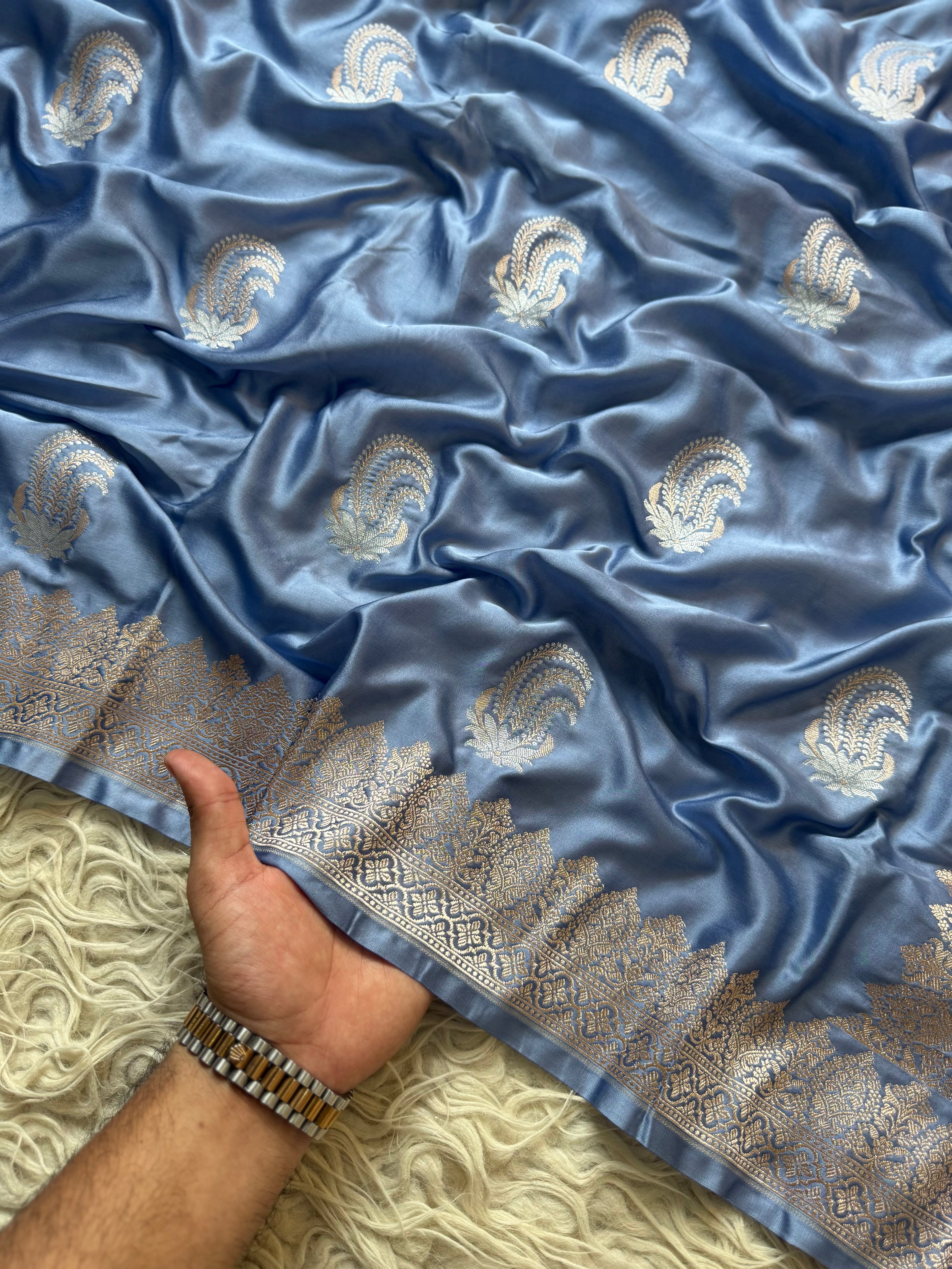 Banarasi Mashru Silk Saree All Over Alfi Meena Buta