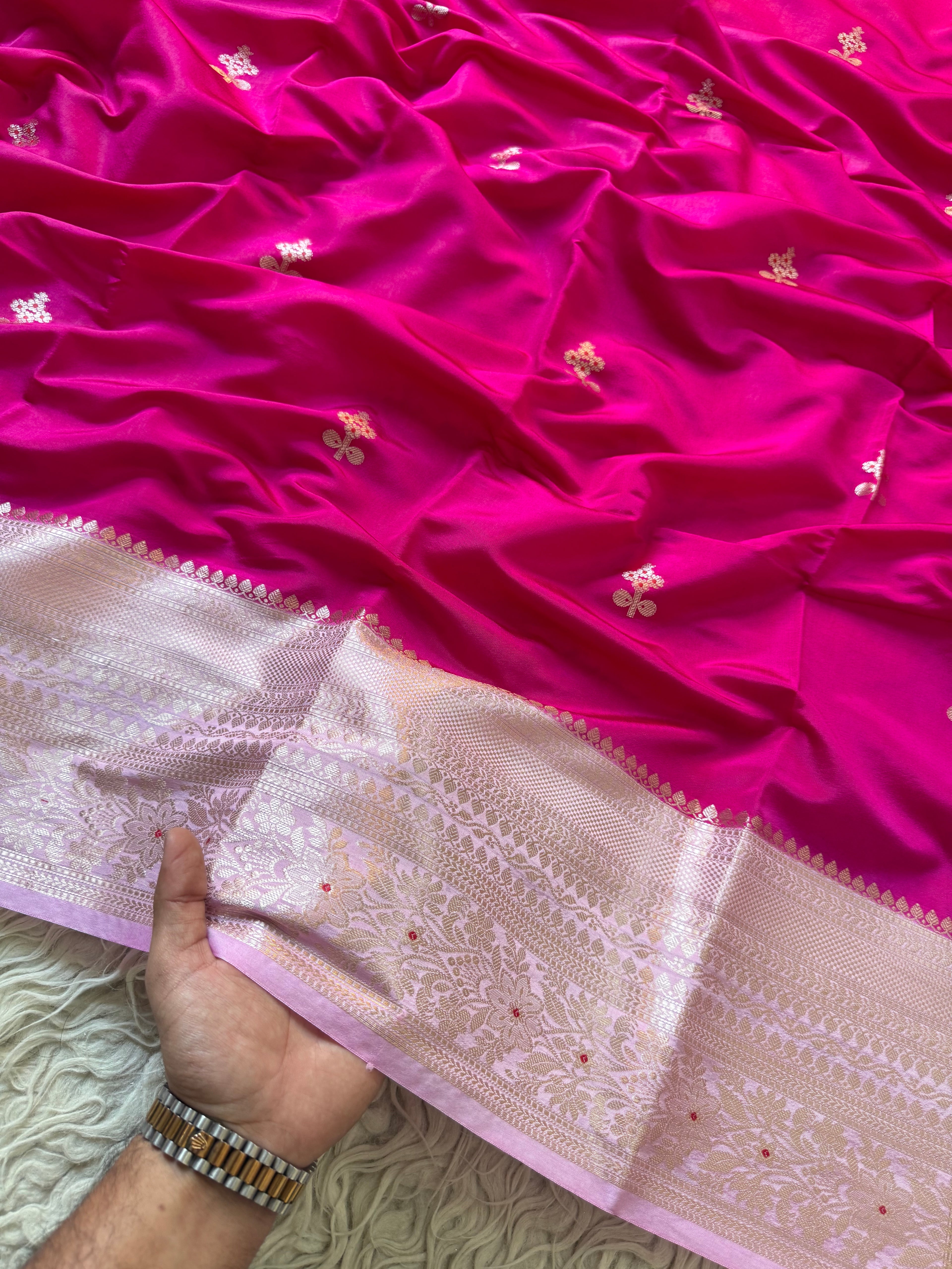 Butter Silk Banarasi Saree with minakari buti and border