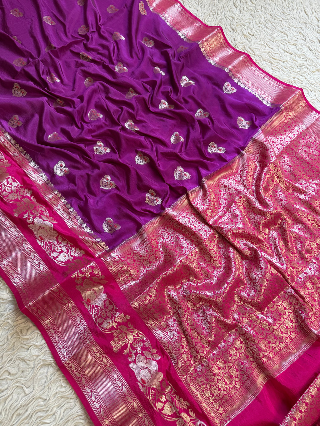 Butter Silk Banarasi Saree with minakari buti and border