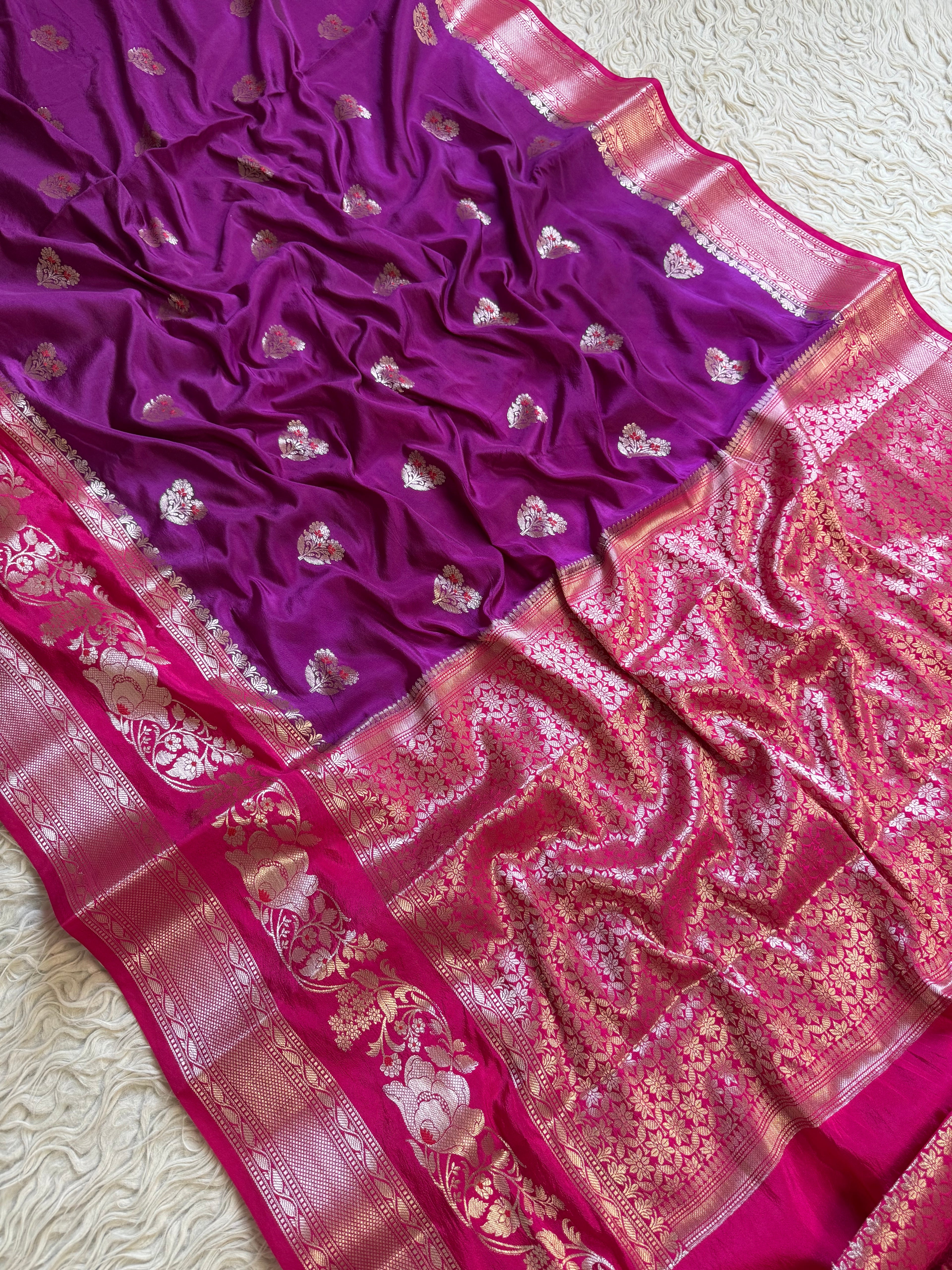 Butter Silk Banarasi Saree with minakari buti and border