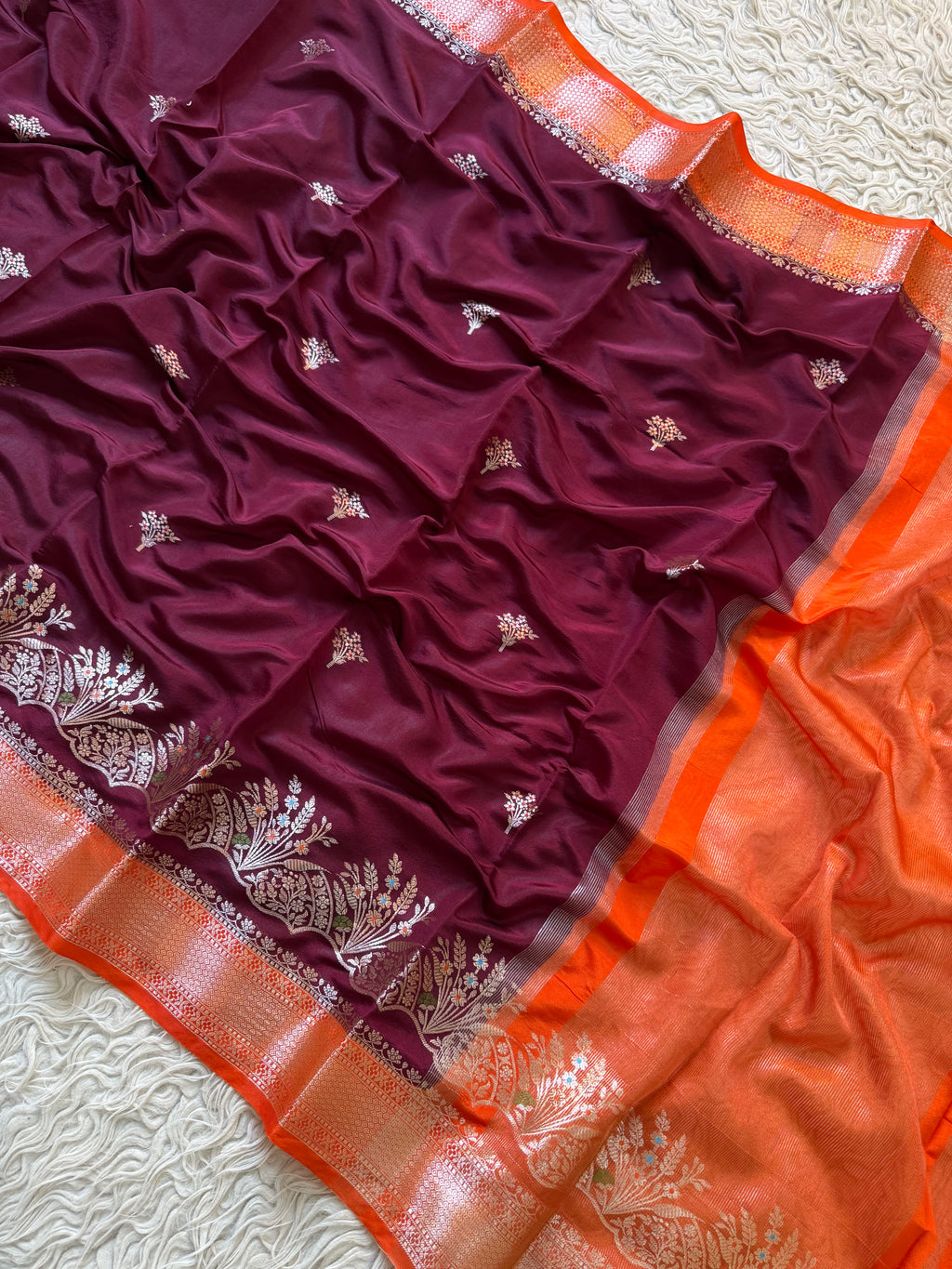 Butter Silk Banarasi Saree with minakari buti and border