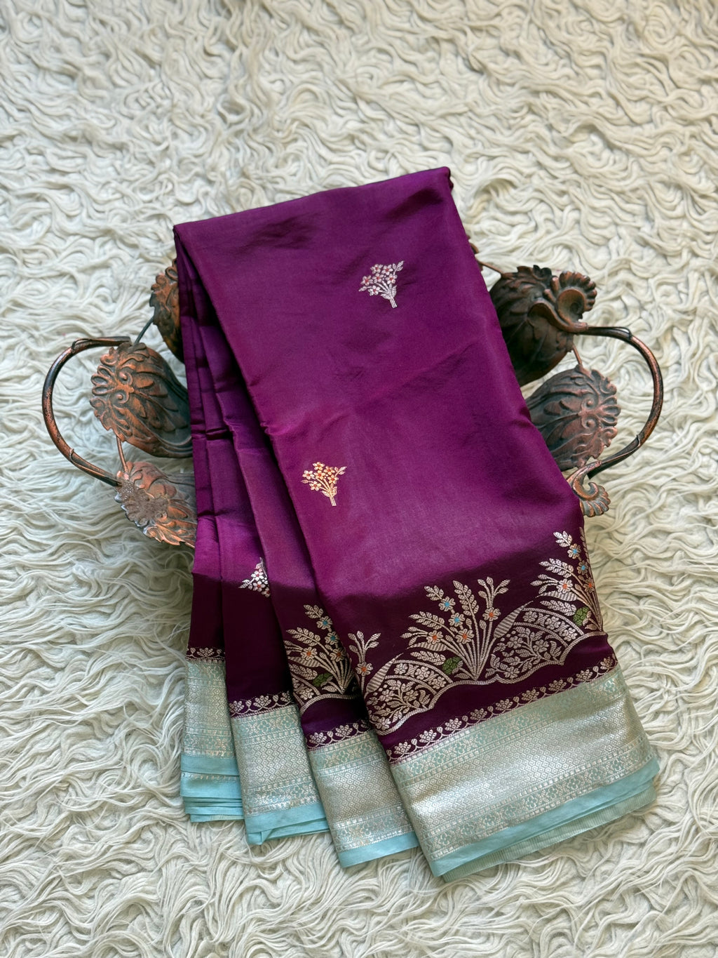 Butter Silk Banarasi Saree with minakari buti and border