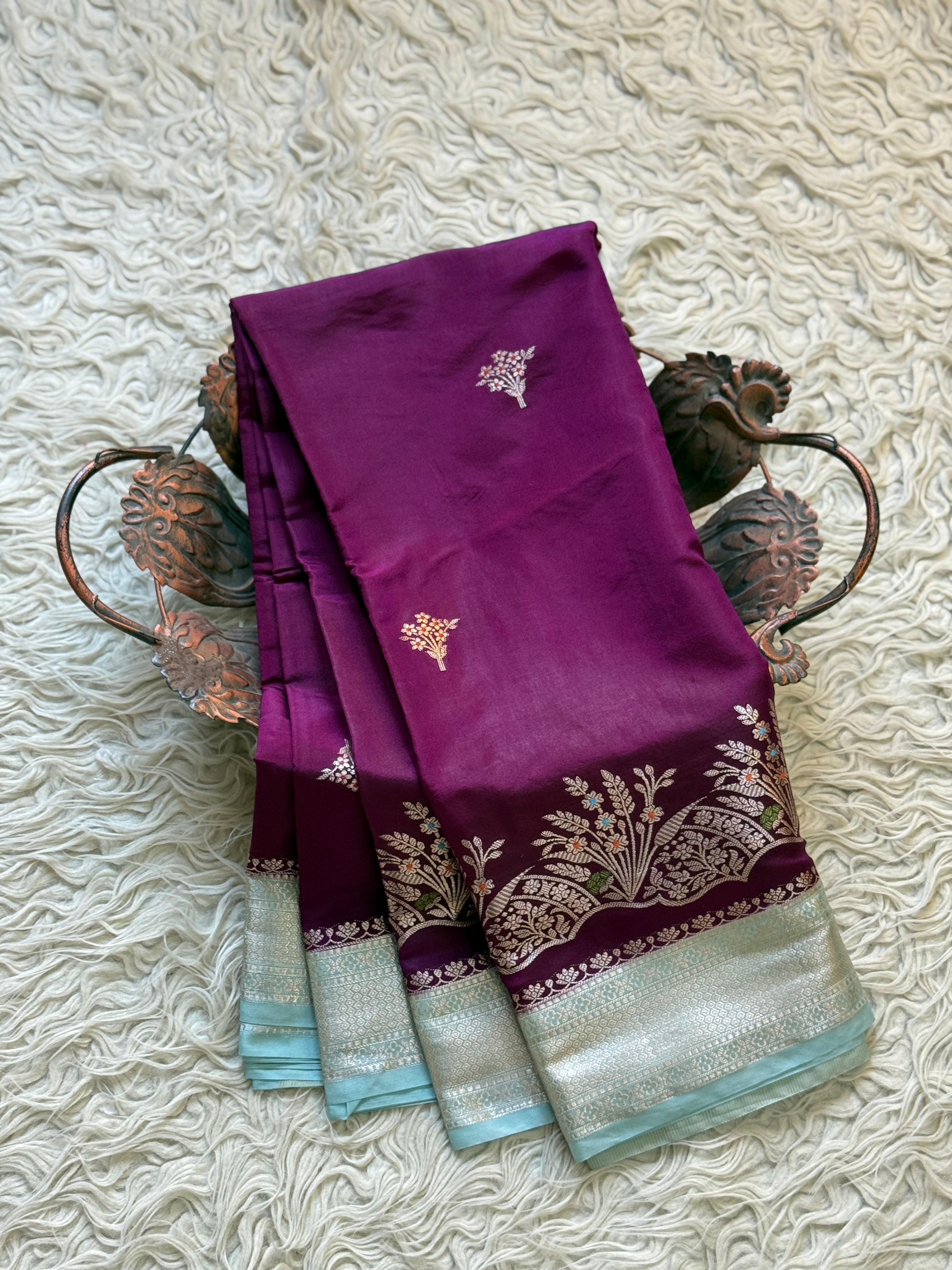 Butter Silk Banarasi Saree with minakari buti and border